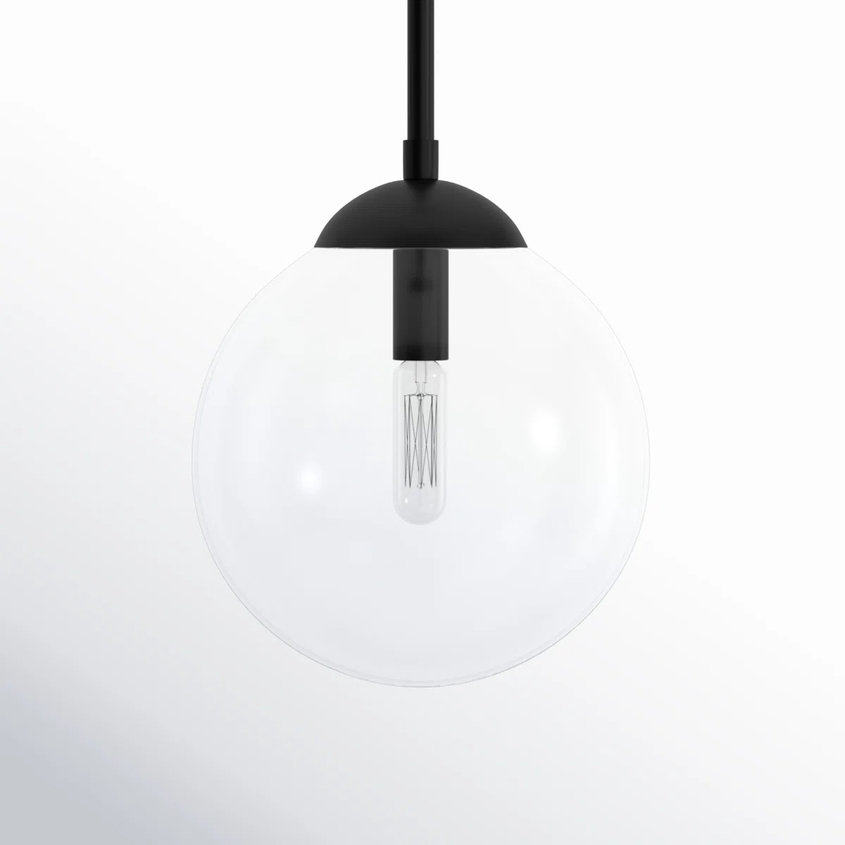 Condition photo showing New/Like New for 1-light single globe pendant in matte black
