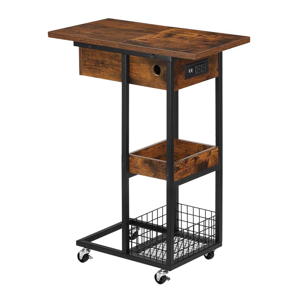 Condition photo showing New/Like New for 17 stories solid wood top end table and built-in outlets