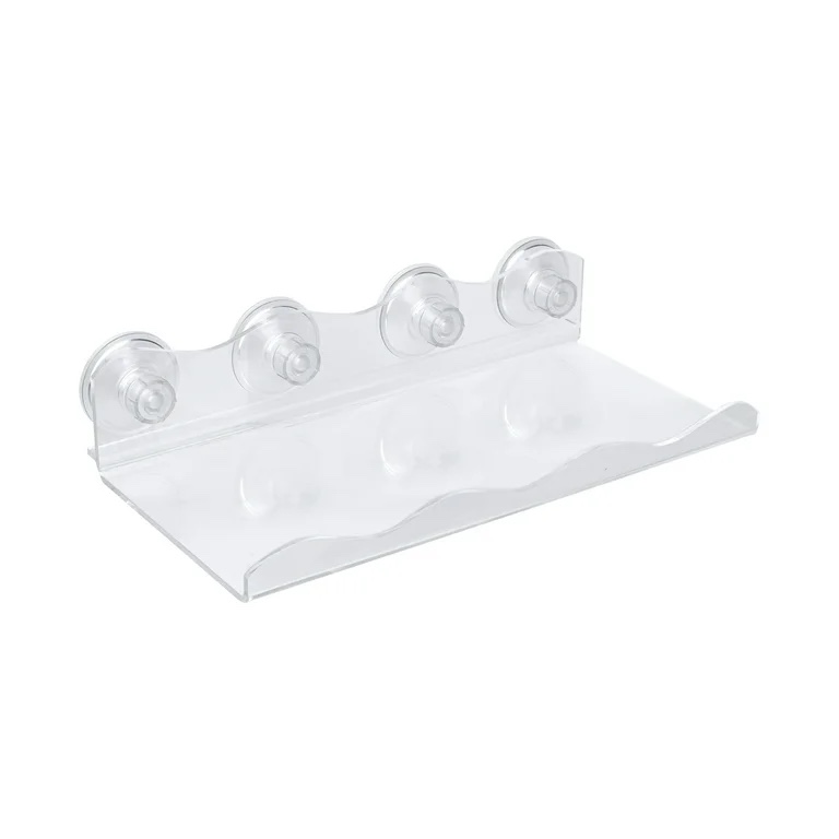 Condition photo showing New/Like New for mainstays 13" acrylic window plant shelf with strong suction cups, clear no-drill display shelf