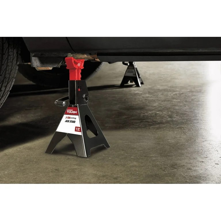 Condition photo showing New/Like New for hyper tough 3 ton steel ratcheting jack stands black 1 pair