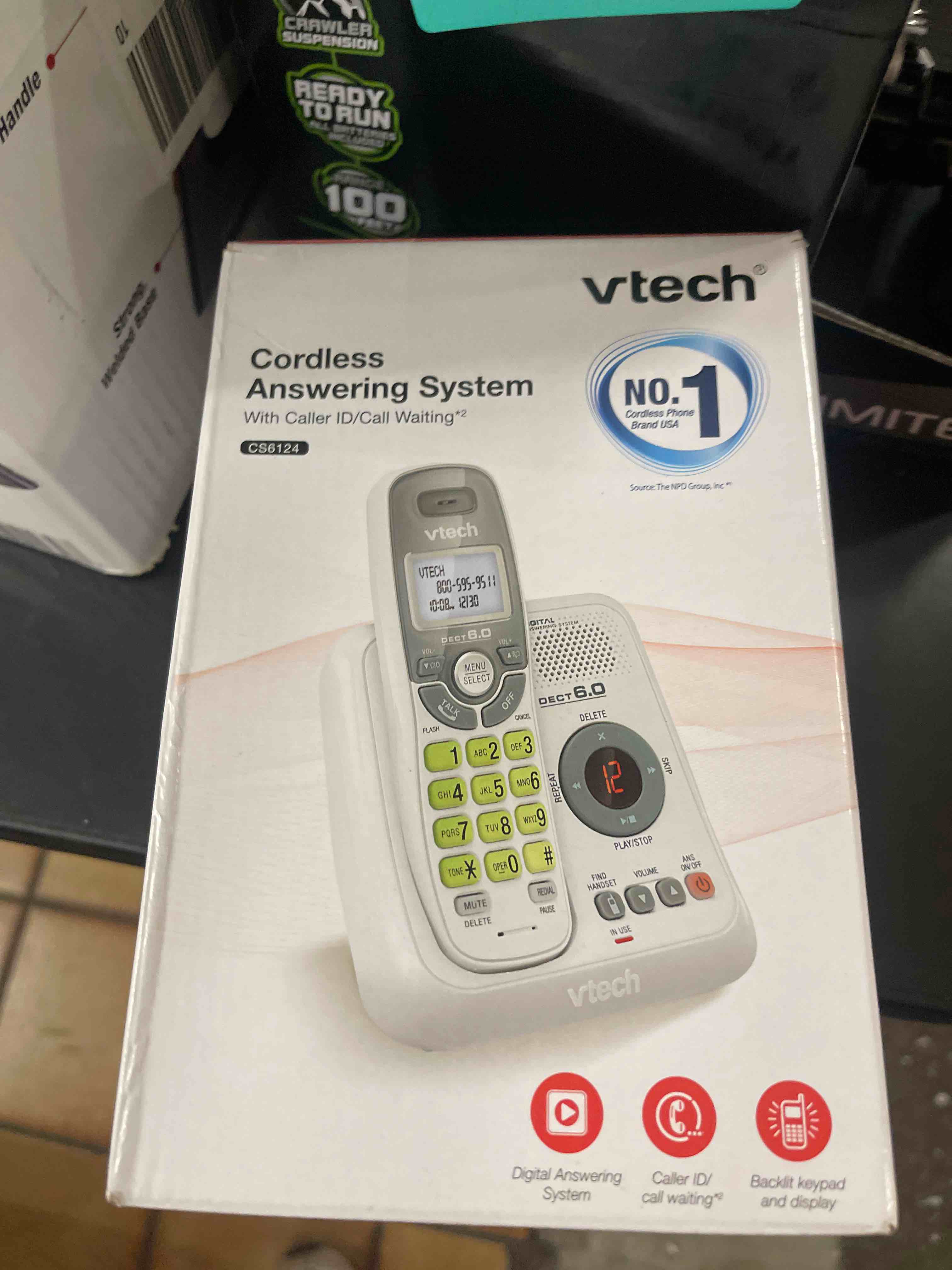 Condition photo showing New/Like New for vtech cs6124 dect 6.0 cordless phone with answering system and caller id/call waiting white with 1 handset