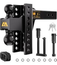 cammoo adjustable trailer hitch, tow hitch fits 2.5 inch receiver, 6 inch rise/drop hitch, 2" and 2-5/16" ball hitch, 22000 lbs gtw truck hitch with u-shaped alloy steel anti-theft pin, black