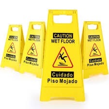 4-pack caution wet floor sign,17.5" height,bright yellow double-sided folding a-shaped frame design, bilingual caution message 4pack yellow