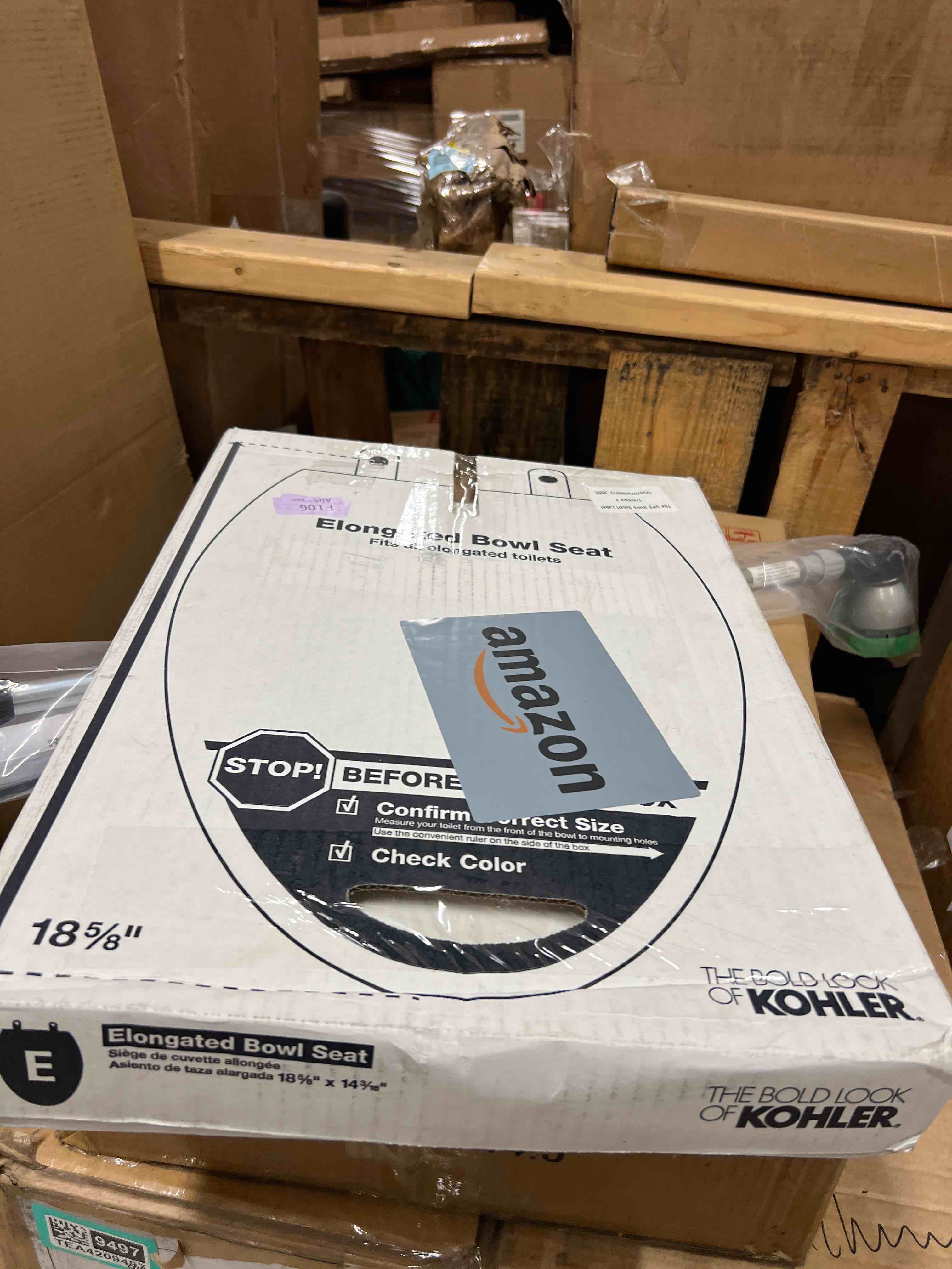 Condition photo showing New/Like New for kohler 20110-0 brevia, slow close toilet seat, elongated toilet seat, grip-tight bumpers quick-attach hardware, white white elongated quiet-close