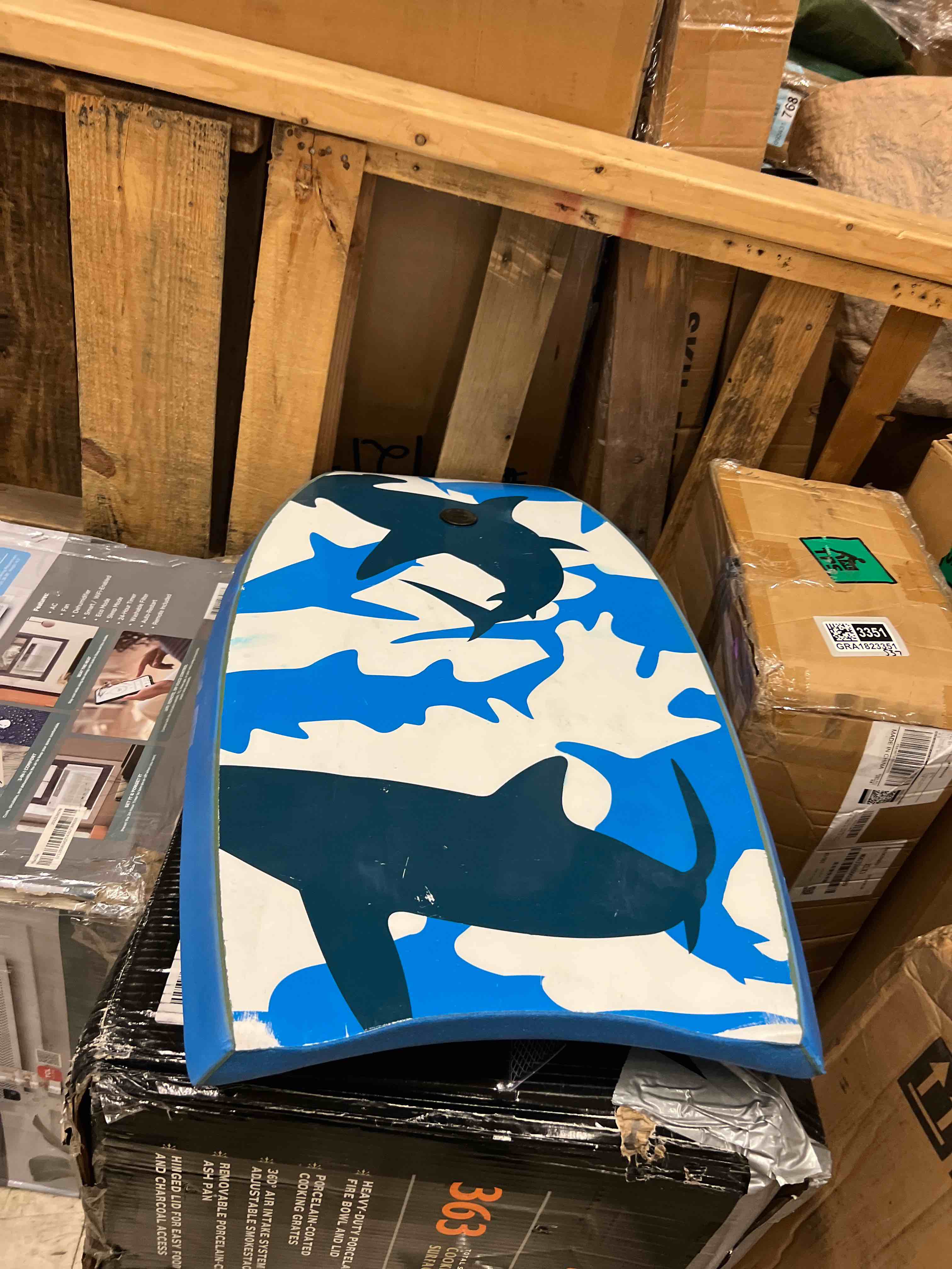 Condition photo showing New/Like New for goplus 33'' lightweight super bodyboard surfing w/leash eps core boarding blue shark