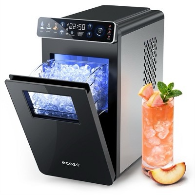 Ecozy Chillio Countertop Ice Maker, Ultra Slim Design with Full-Color Display, Interior Light, 26 lbs/Day, Timer, Two Ice Sizes, Self-Cleaning