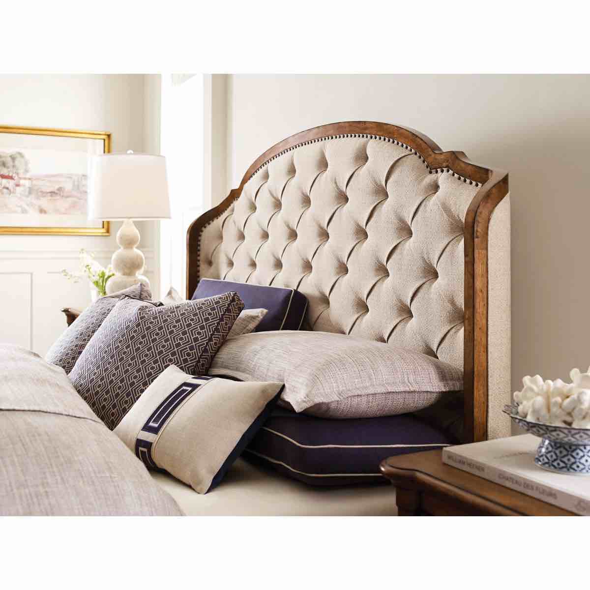 American Drew Queen Upholstered sheltered headboard