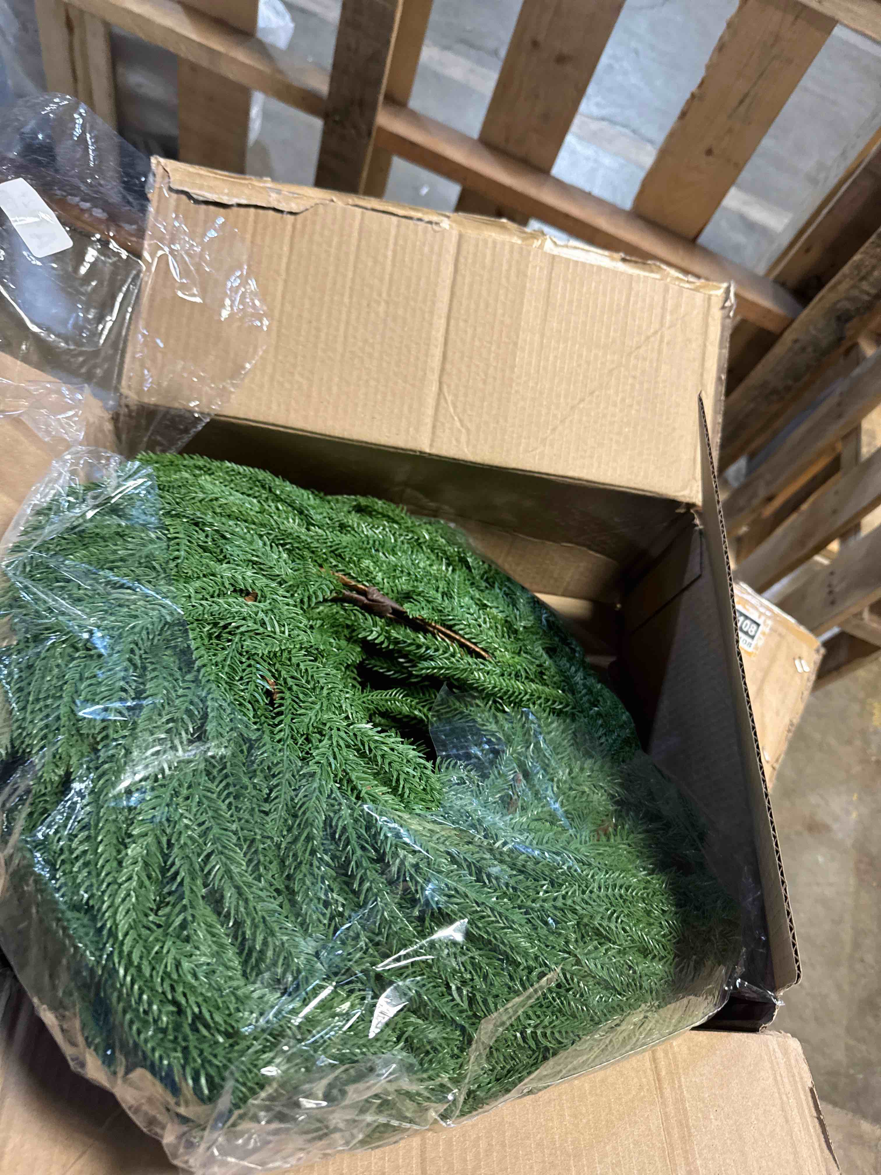 Condition photo showing New/Like New for Christmas Decorations Artificial Norfolk Pine Garlands 9FT, 4Pcs Real Touch Winter Pine Garland, Green Artificial Greenery Garland for Table, Mantle, Wall, Indoor, Outdoor Decorations 9 FT 4