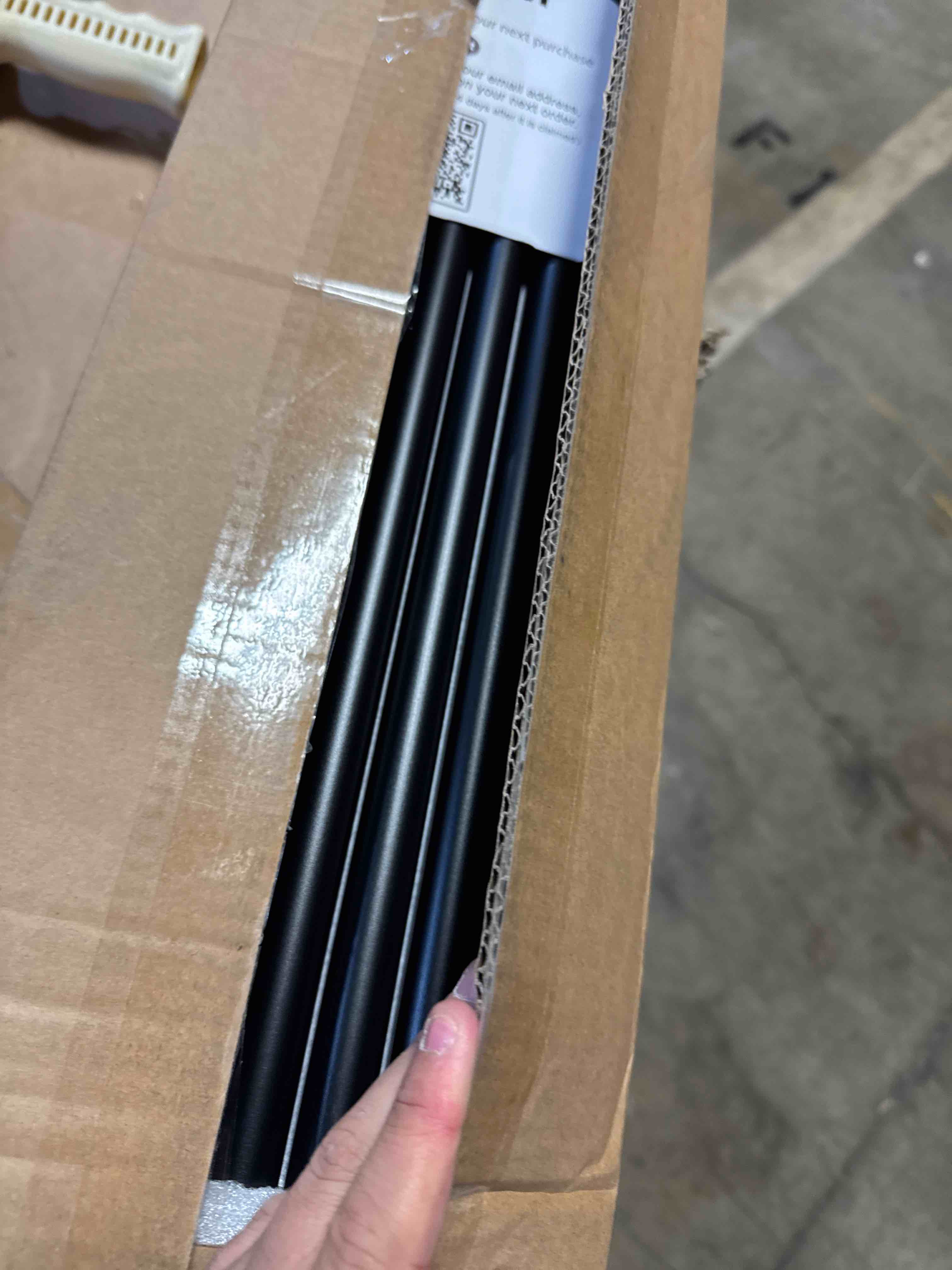 Condition photo showing New/Like New for 56 Pack 36 inch Aluminum Balusters for Deck Railing,Black Round Metal Spindles for Staircase,3/4" Diameter Hollow Deck Ballasters with Screws and Connectors for Railing Fencing Porch Stair Spindles 36in 56