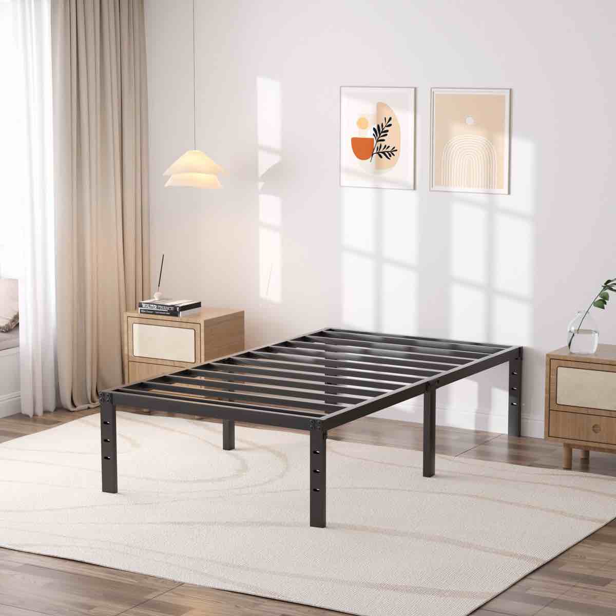 bed frame no box spring need heavy duty tall platform bed frame, twin size