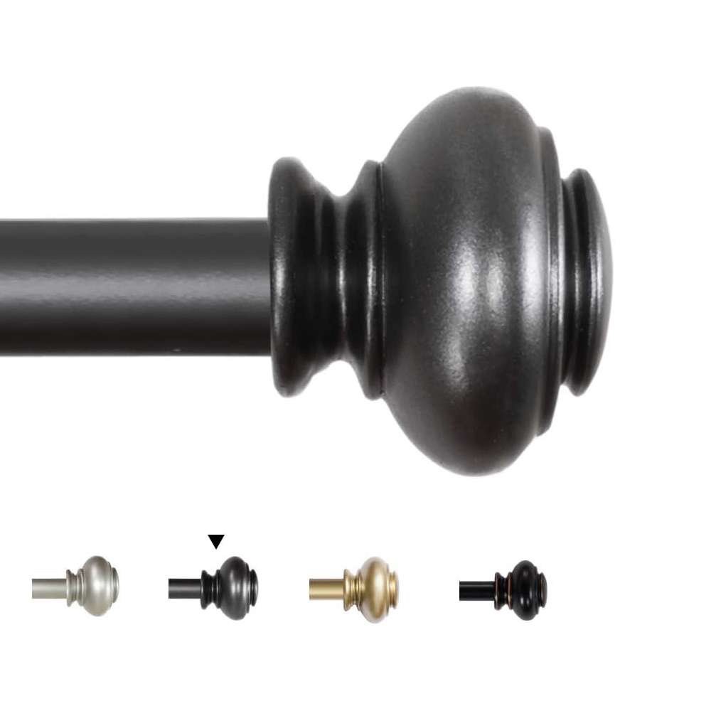 Window Curtain Rods for Windows Adjustable Decorative 3/4 Inch Diameter Single Window Curtain Rod Set with Classic Finials