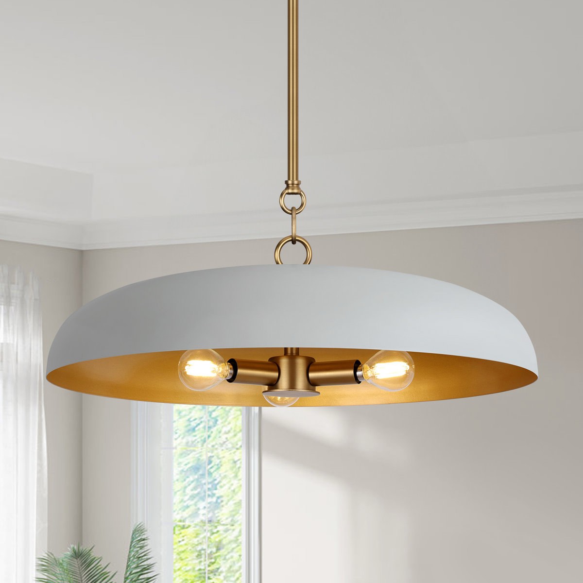 3 - Light 20" Single Dome Kitchen Island Pendant Light