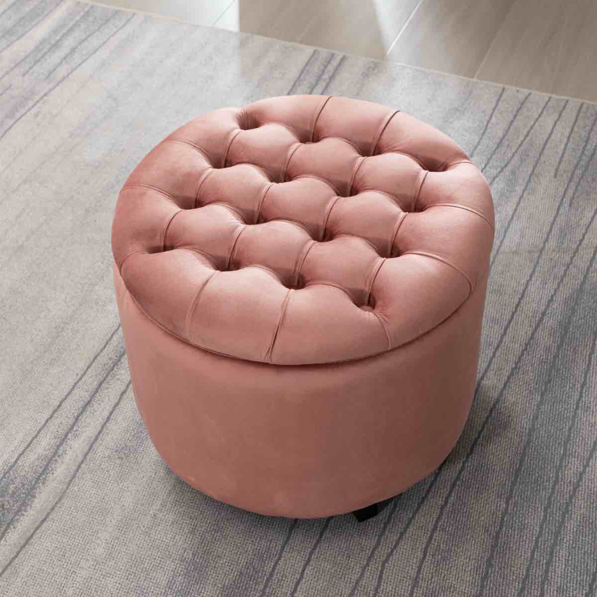 Briana Velvet Tufted Round Storage Ottoman