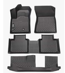 ikon motorsports 3d tpe floor mats, compatible with 2022-2024 mitsubishi outlander, all weather waterproof anti-slip floor liners, front & 2nd row full set car interior accessories, black