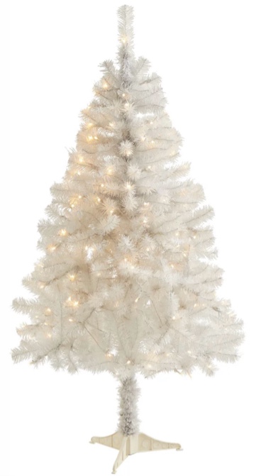 4' White Artificial Christmas Tree with 100 Clear LED Lights