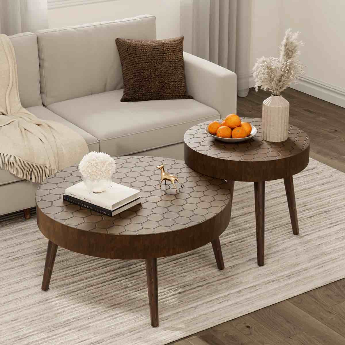 Bouthillier 2 Piece Coffee Table Set, Traditional MDF Round and End Table Set By Wade Logan®