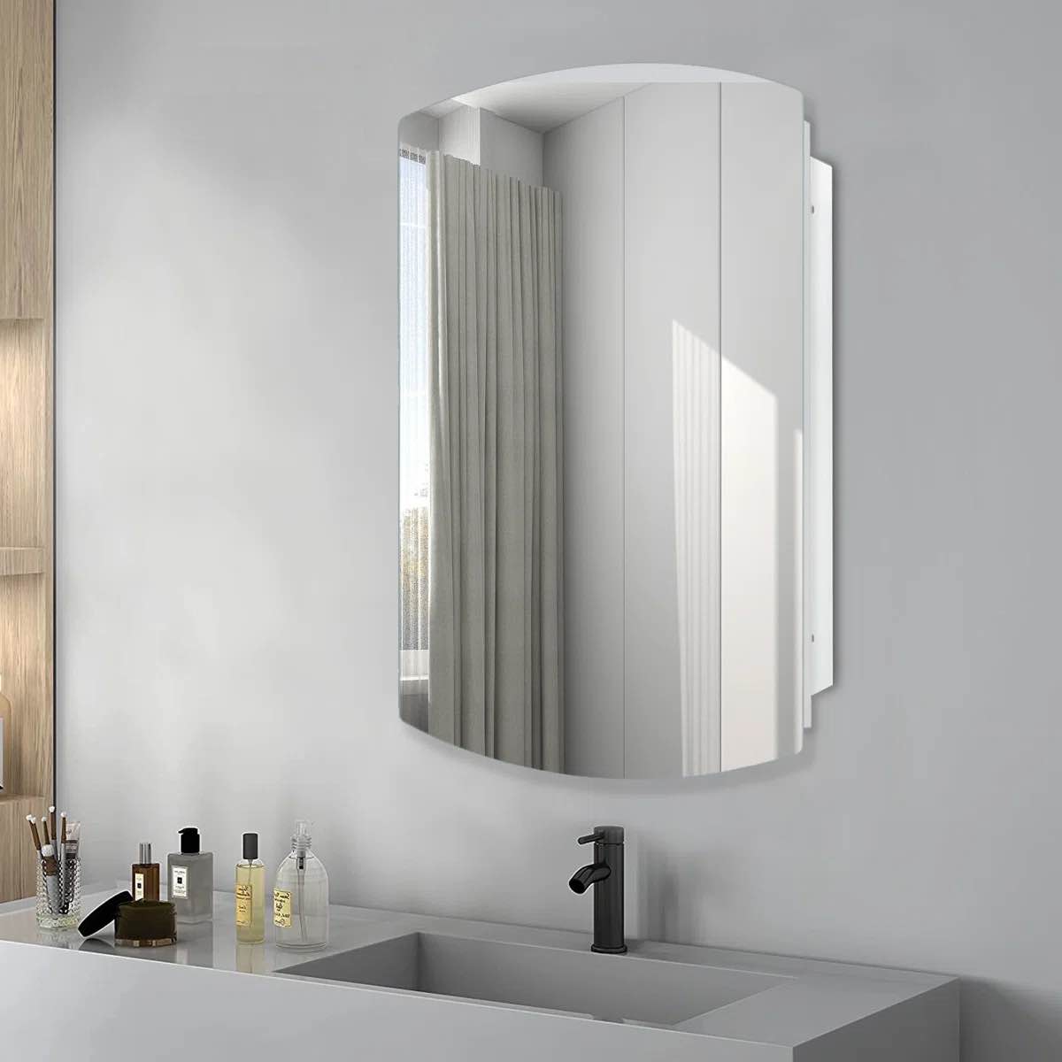 Frameless 16x26 Inches Medicine Cabinet with Modern Storage,Surface or Recessed Mount Bathroom Cabinet with 3 Removable Tempered Glass Shelves, Bathroom & Kitchen Wall Storage,No Assembly?White? By Ebern Designs