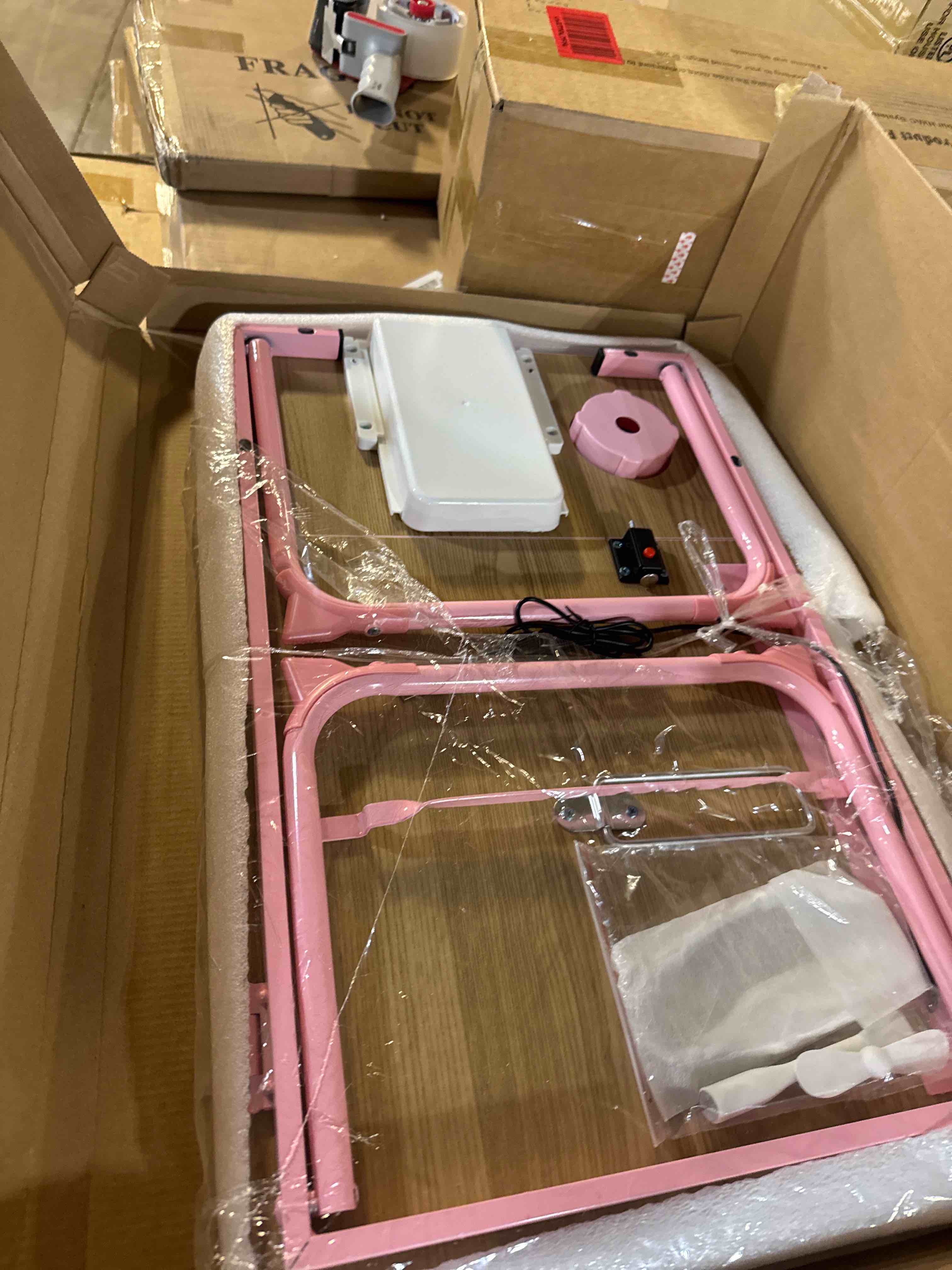 Condition photo showing New/Like New for CloudTrip Plus XL Adjustable 17in Laptop Desk with Light, USB Port, iPad Holder, Drawer Storage - Larger 23.6IN Adjustable Lap Desk for Bed, Home Office, Breakfast Tray, Fordable Legs Desk (Pink)