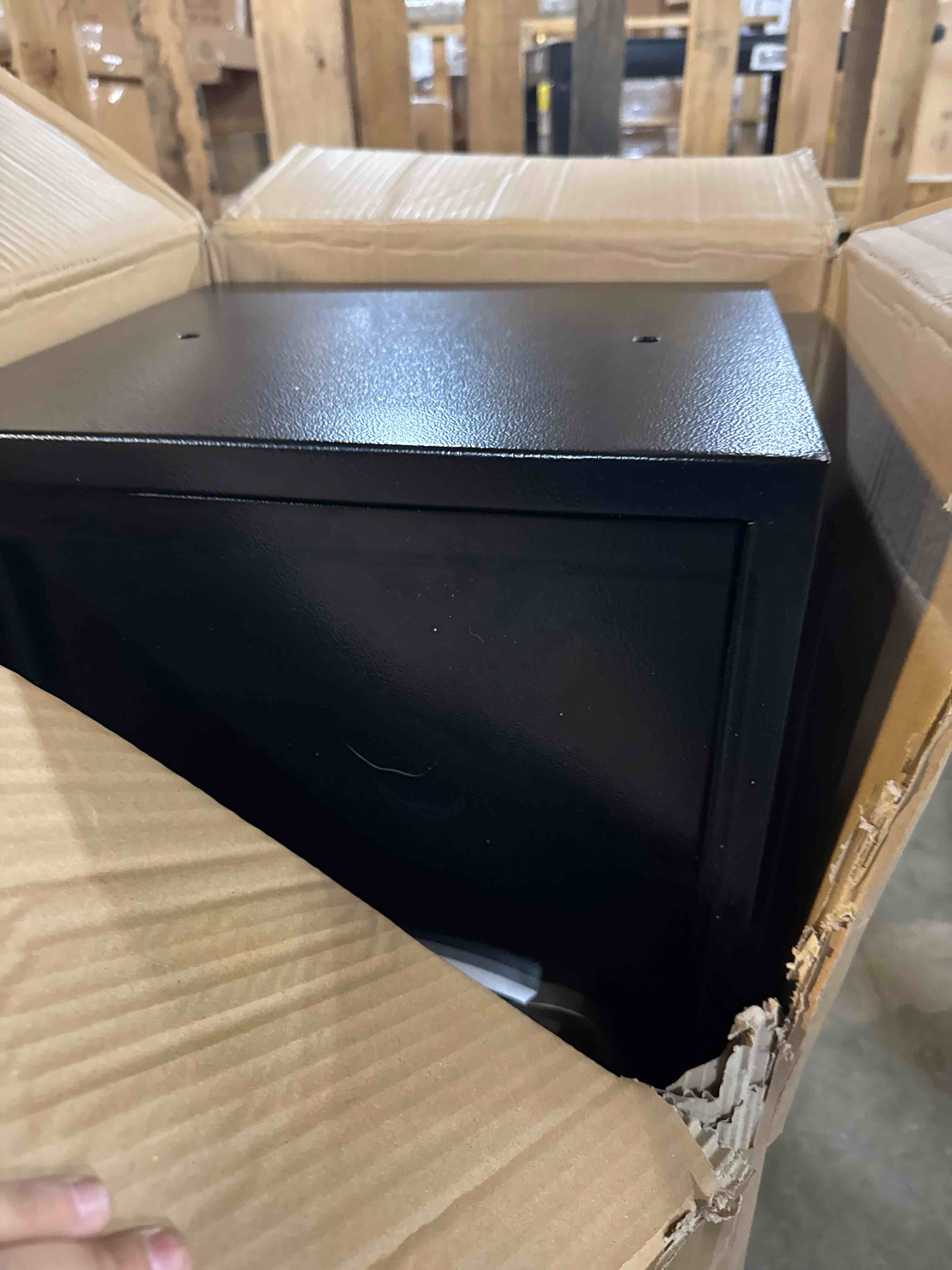 Condition photo showing New/Like New for 3.3 Cubic Feet Home Safe Fireproof Waterproof, Digital Home Security Safe Box with Programmable Keypad and Spare Keys, Document Safe for Money Firearms Medicine Valuables 3.3 CUFT ( Has a really small chipping on corner shown in pictures)