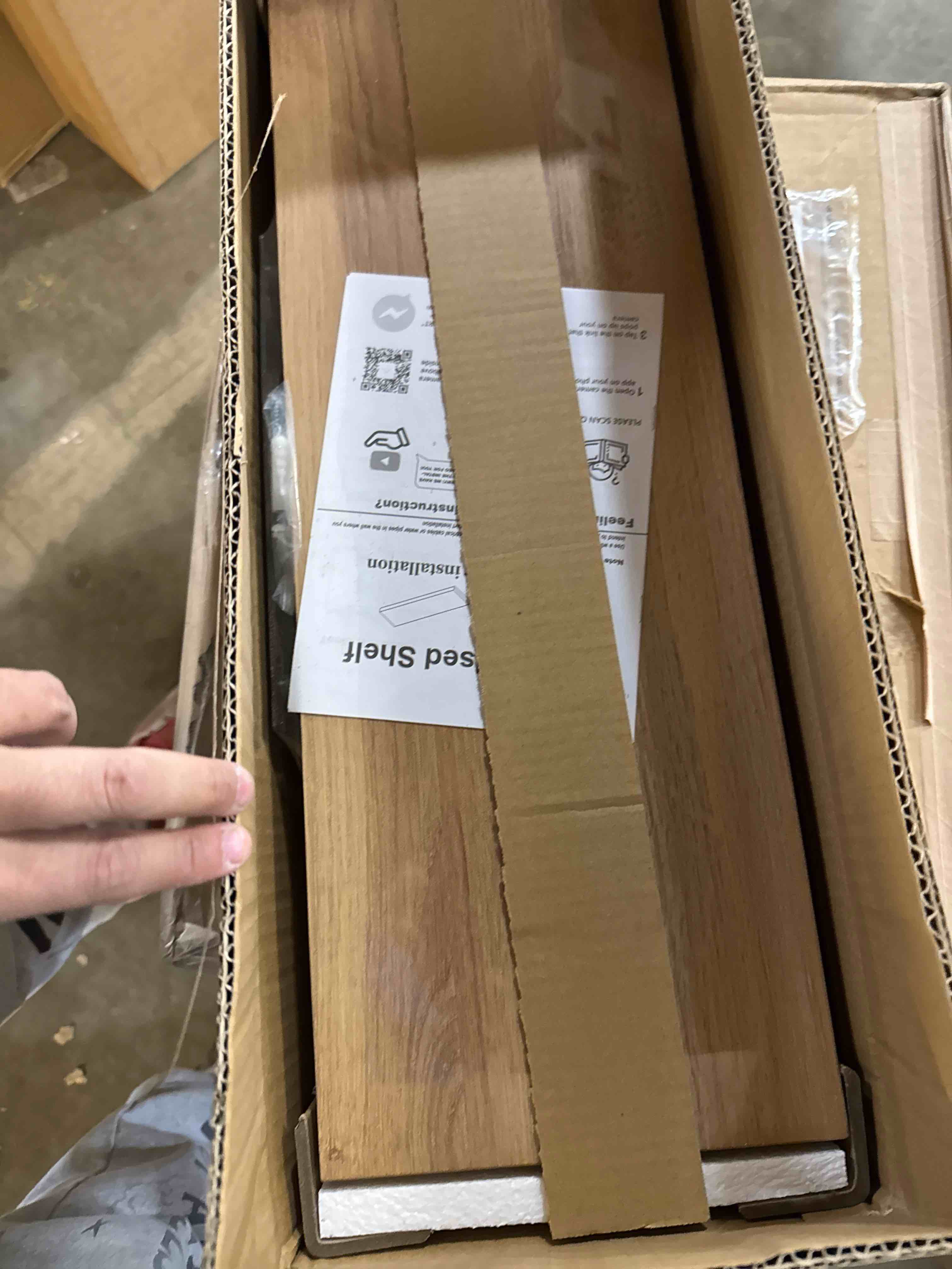 Condition photo showing New/Like New for INHABIT UNION Oak Floating Shelves for Wall?24in Wall Mounted Display Ledge Shelves Perfect for Bedroom, Bathroom, Living Room and Kitchen Decoration Storage (Oak, Set of 2) Oak 24 Inch