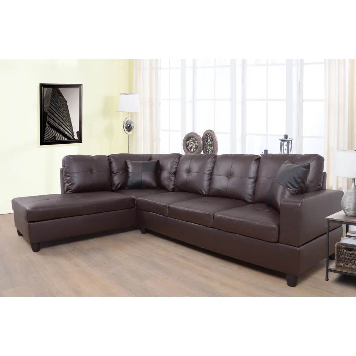 Mavretta Faux Leather Sectional, LEFT ARM CHAISE ONLY*
