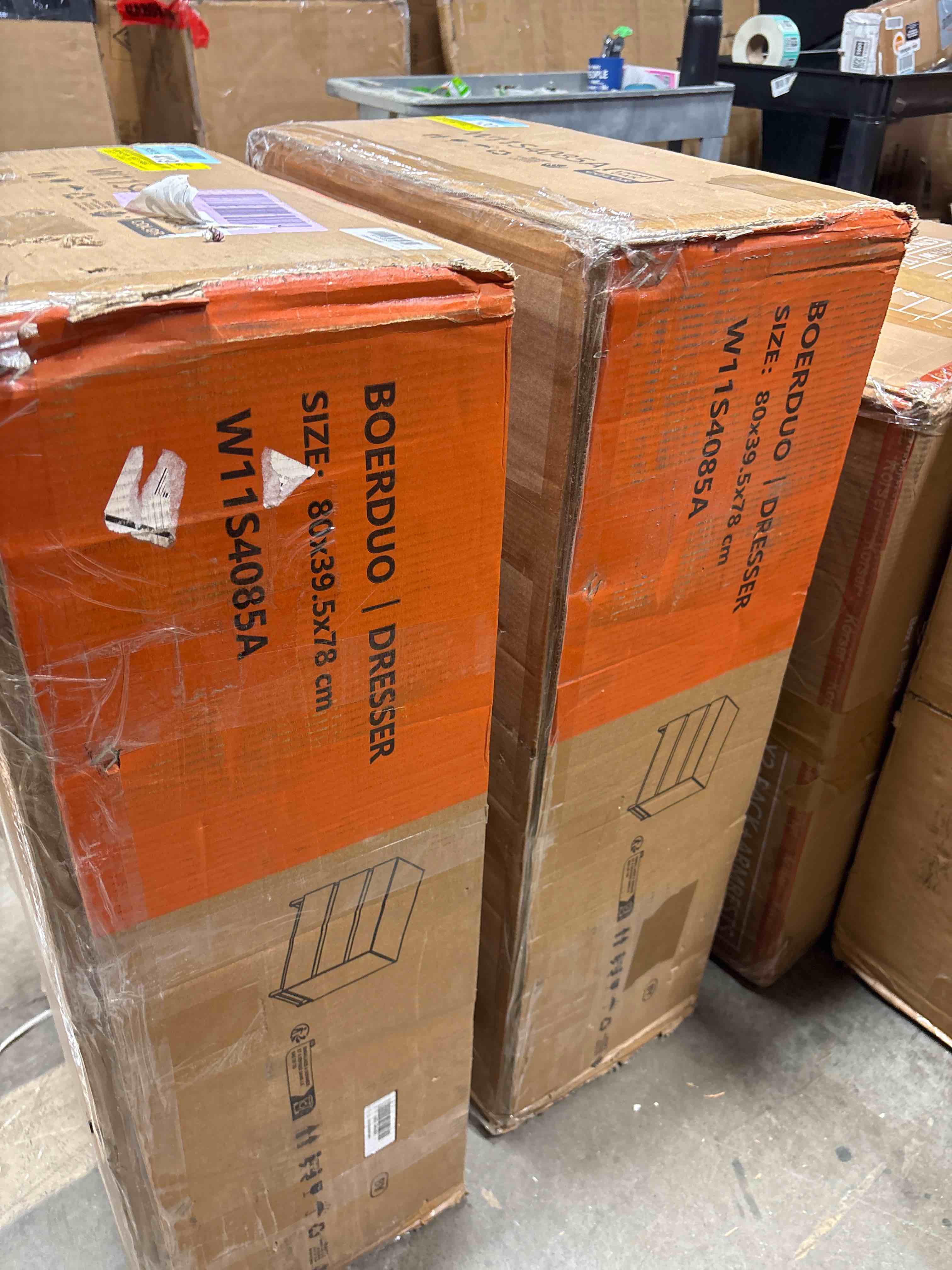 Condition photo showing Good Condition for Contemporary 3-In-1 Accent Cabinet With Drawers, Wood Storage Organizer With Metal Feet - Bedroom, Entry, Office Furniture, 2 OUT OF 3 DRESSERS ONLY*