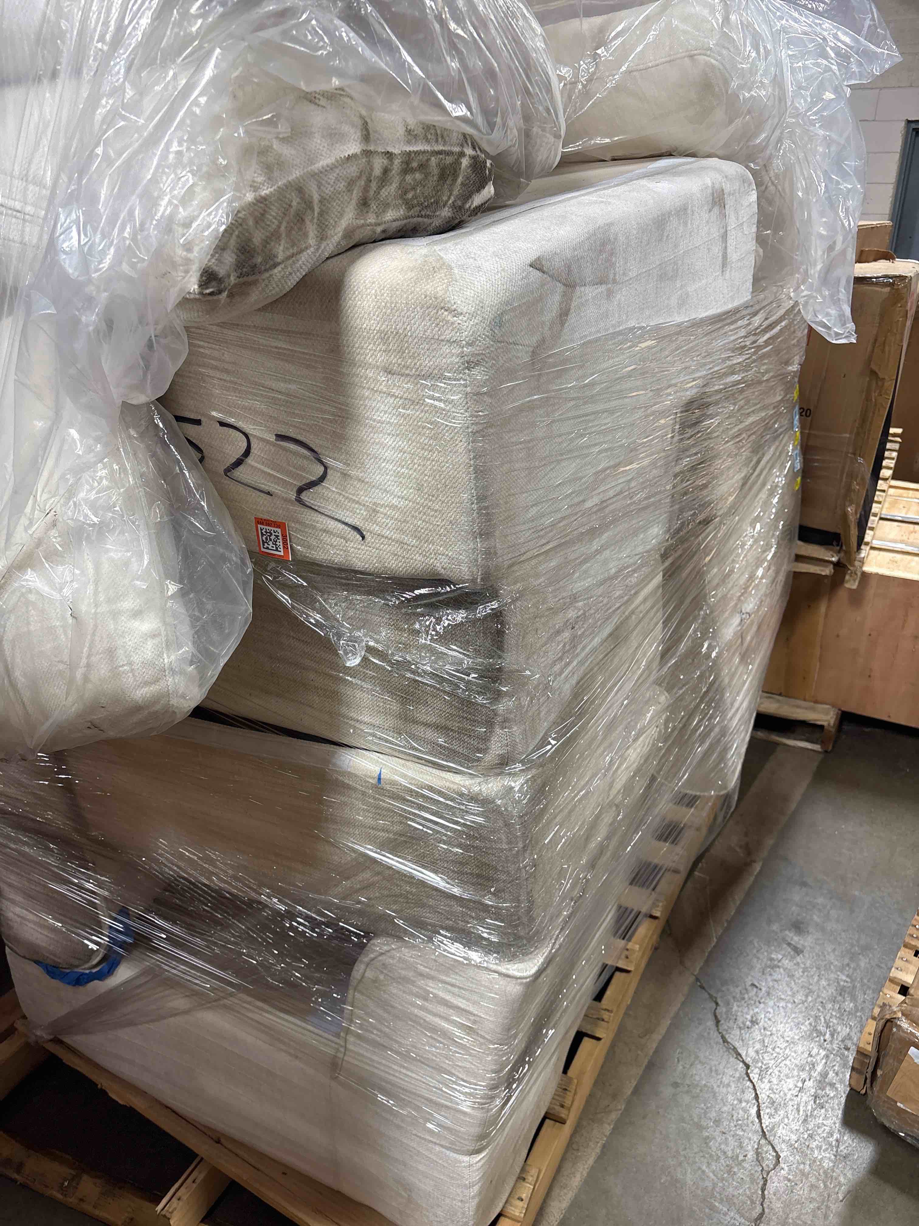 Condition photo showing As Is for 7-Seater Modular L-Shaped Sectional Sofa With Ottoman Cloud-Like Chenille Fabric Modern Boneless Design For Apartments