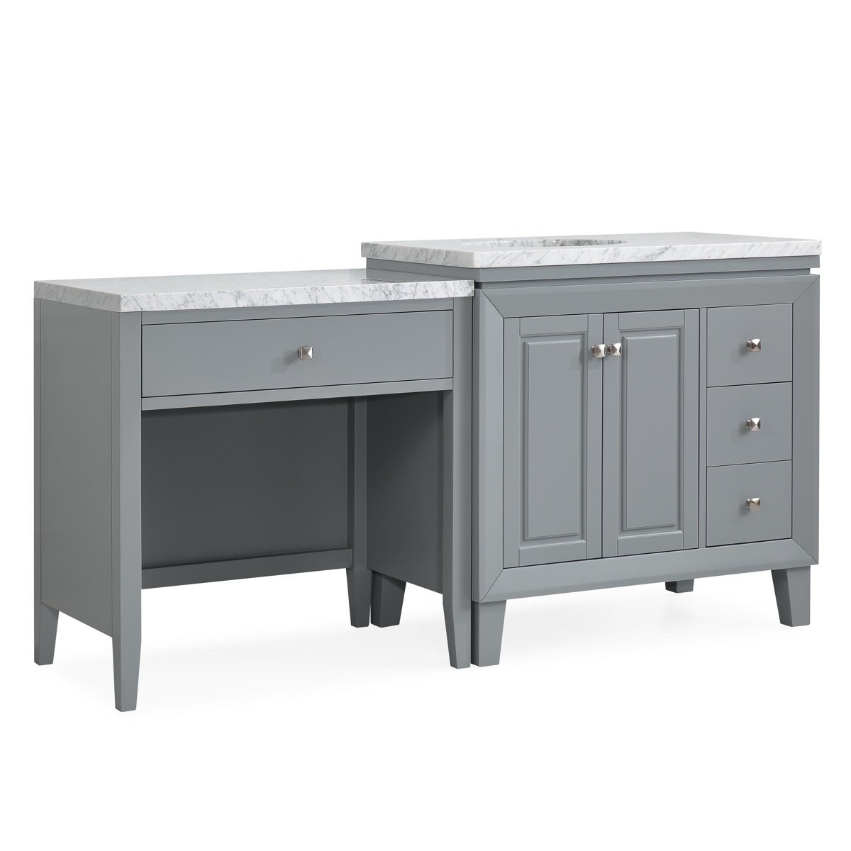 Condition photo showing New/Like New for 67" Gray Bathroom Vanity Single Left Side Sink White Marble Cabinet