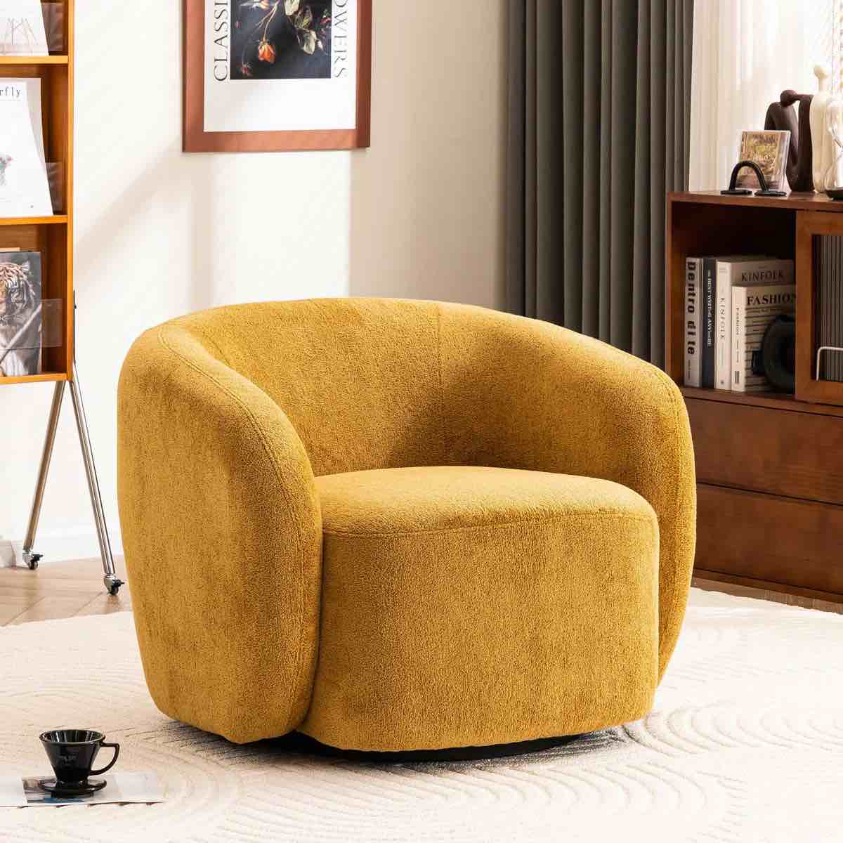 Munehito Upholstered Swivel Barrel Chair