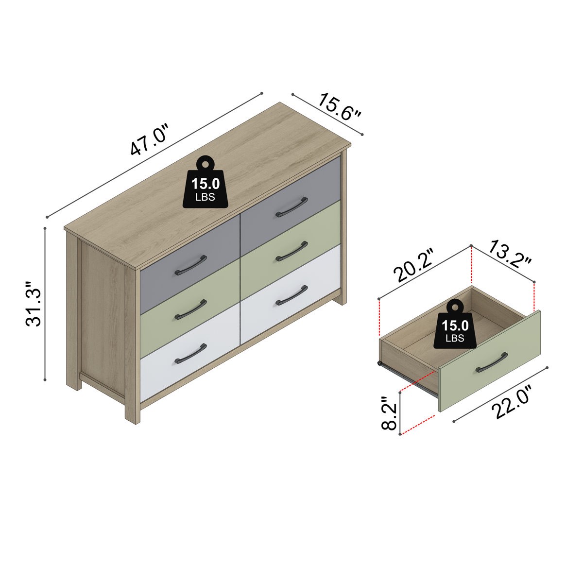 Condition photo showing Good Condition for Allysyn 6 Drawer Dresser