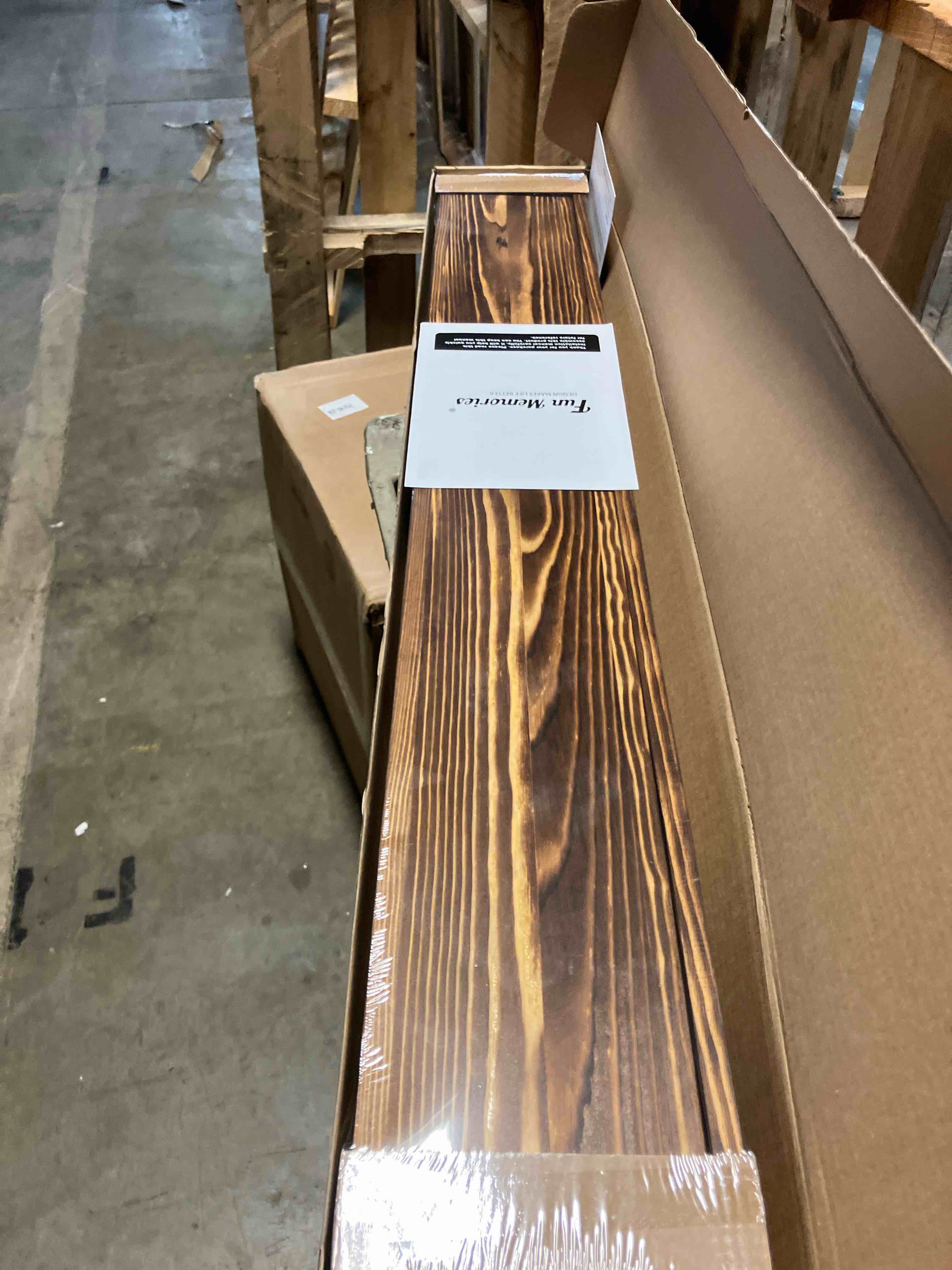 Condition photo showing New/Like New for Fun Memories Picture Ledge Shelf for Wall, 36 inch Pine Wood Nursery Book Shelves Set of 2- Wall Book Shelves for Kids Room, Home Decor - Kitchen Spice-Carbonized