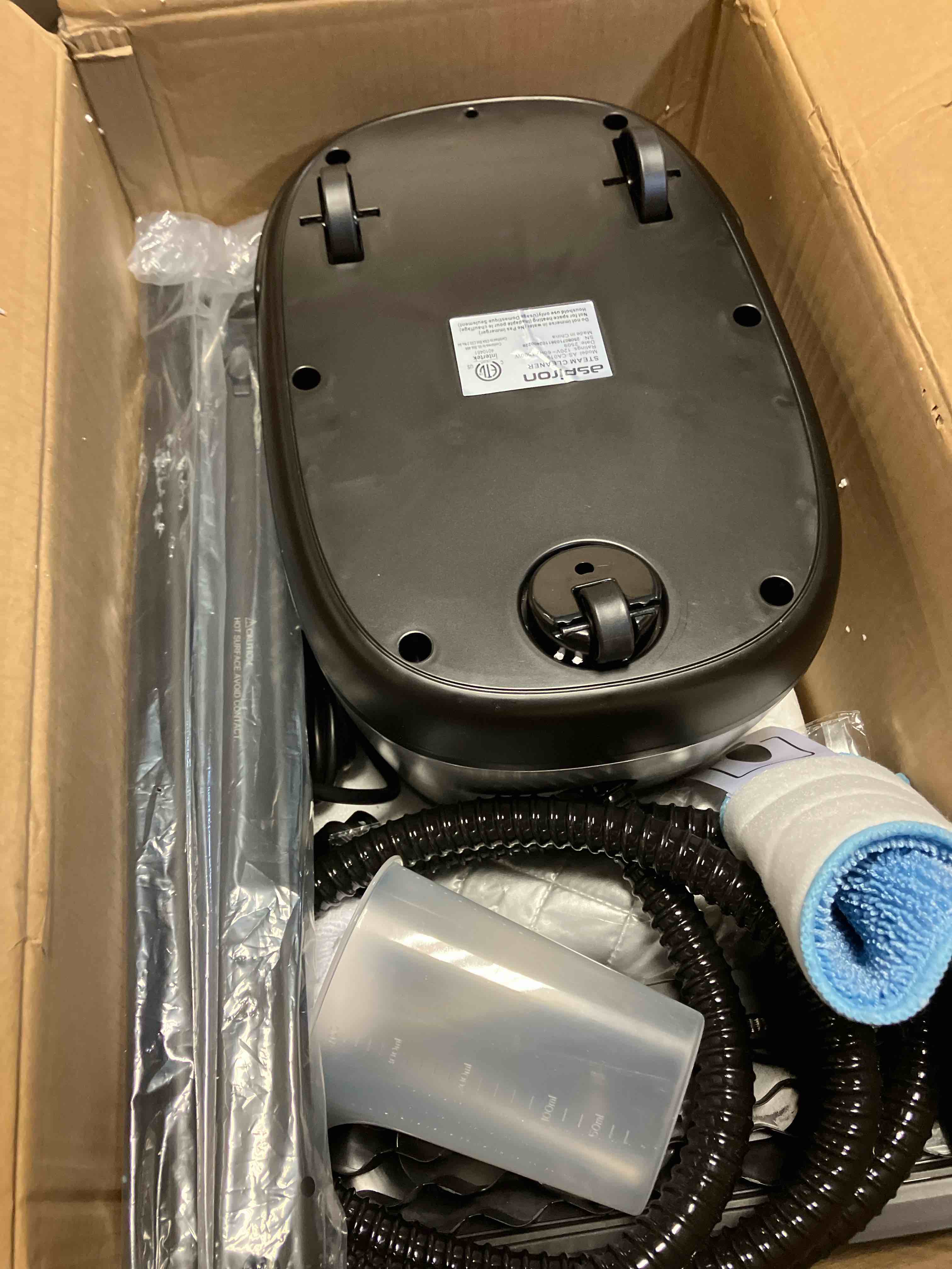 Condition photo showing Good Condition for Aspiron Steam Cleaner, 293°F 58 PSI Powerful Multipurpose Handheld Steam Mop for Home Use, 21 Attachments, 50Oz Capacity, Heavy Duty Steamer for Carpets, Floors, Cars, Tiles, Crack Cleaning, Turquoise