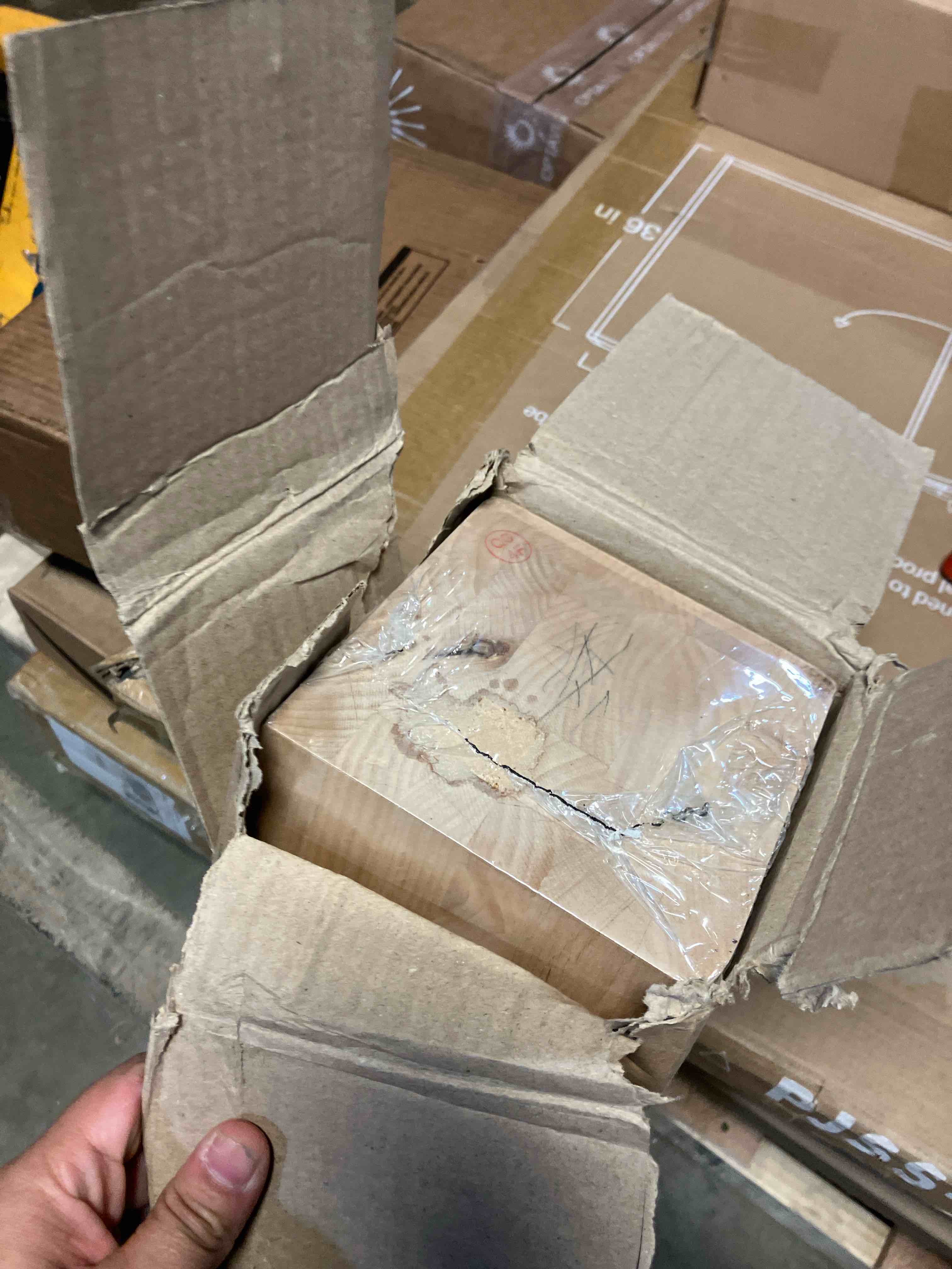 Condition photo showing New/Like New for Ekena Millwork COL05X05X35KEAL Kent Raised Panel Cabinet Column (Top Block: 6", Bottom Block: 7"), 5"W x 5"D x 35 1/2"H, Alder 5"W x 5"D x 35 1/2"H Alder