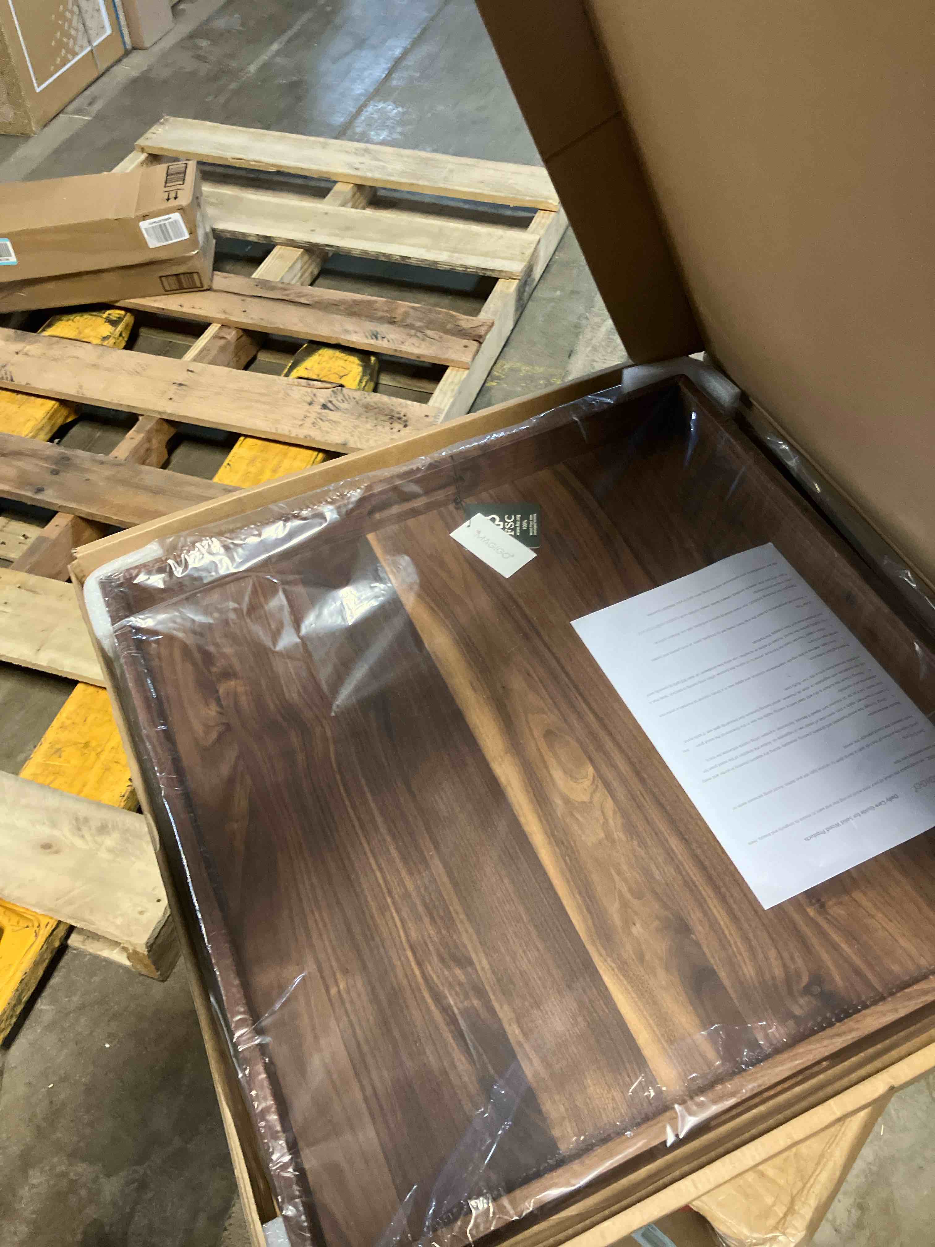 Condition photo showing New/Like New for 24 x 24 Inches Extra Large Square Black Walnut Wood Ottoman Tray with Handles, Serve Tea, Coffee or Breakfast in Bed, Classic Wooden Decorative Serving Tray