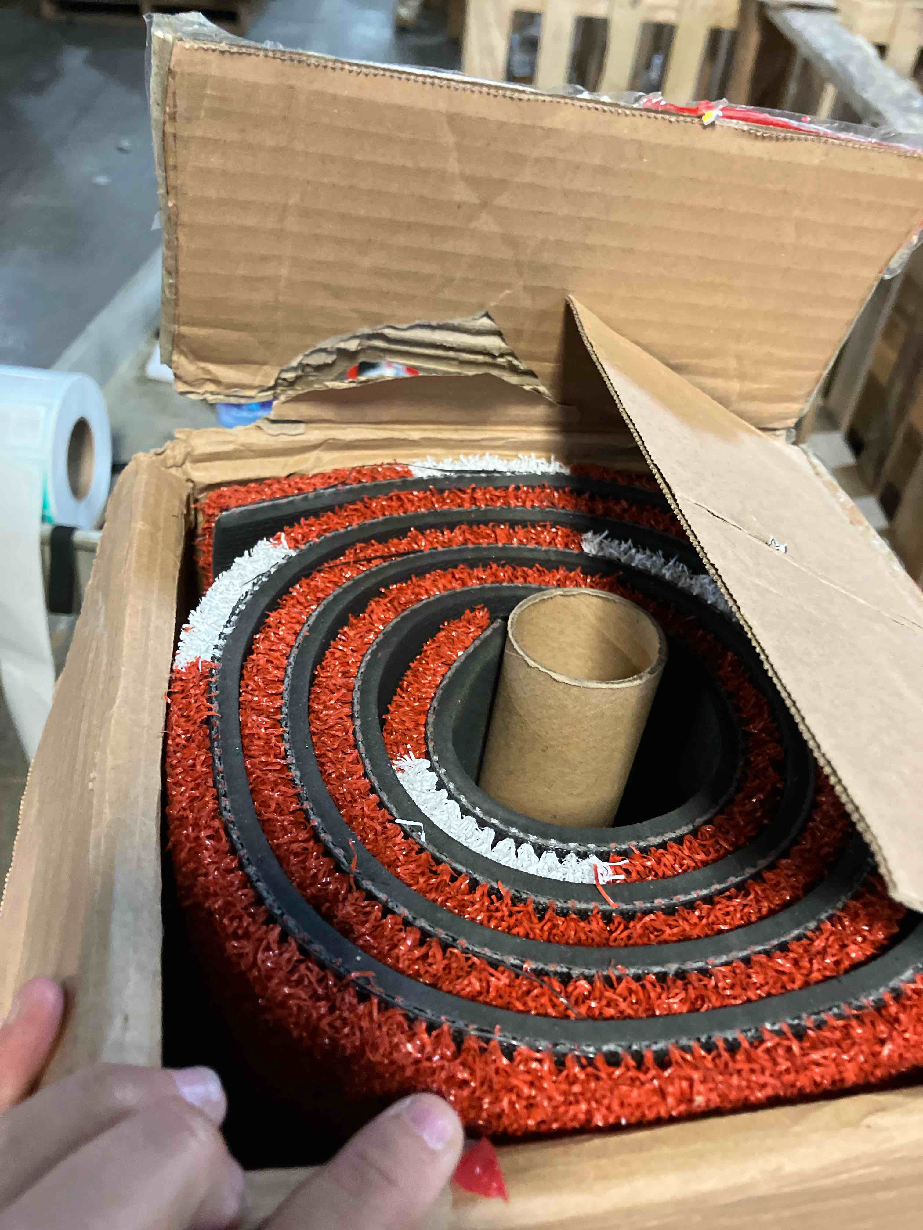 Condition photo showing New/Like New for Batting Mat Baseball Hitting Mat Baseball Batting Cage Mat 12' x 6' Regulation Size Turf Batters Box Mat with Home Plate and Anti Fade Turf for Baseball Softball Training Indoor and Outdoor 6 x 4 feet Clay