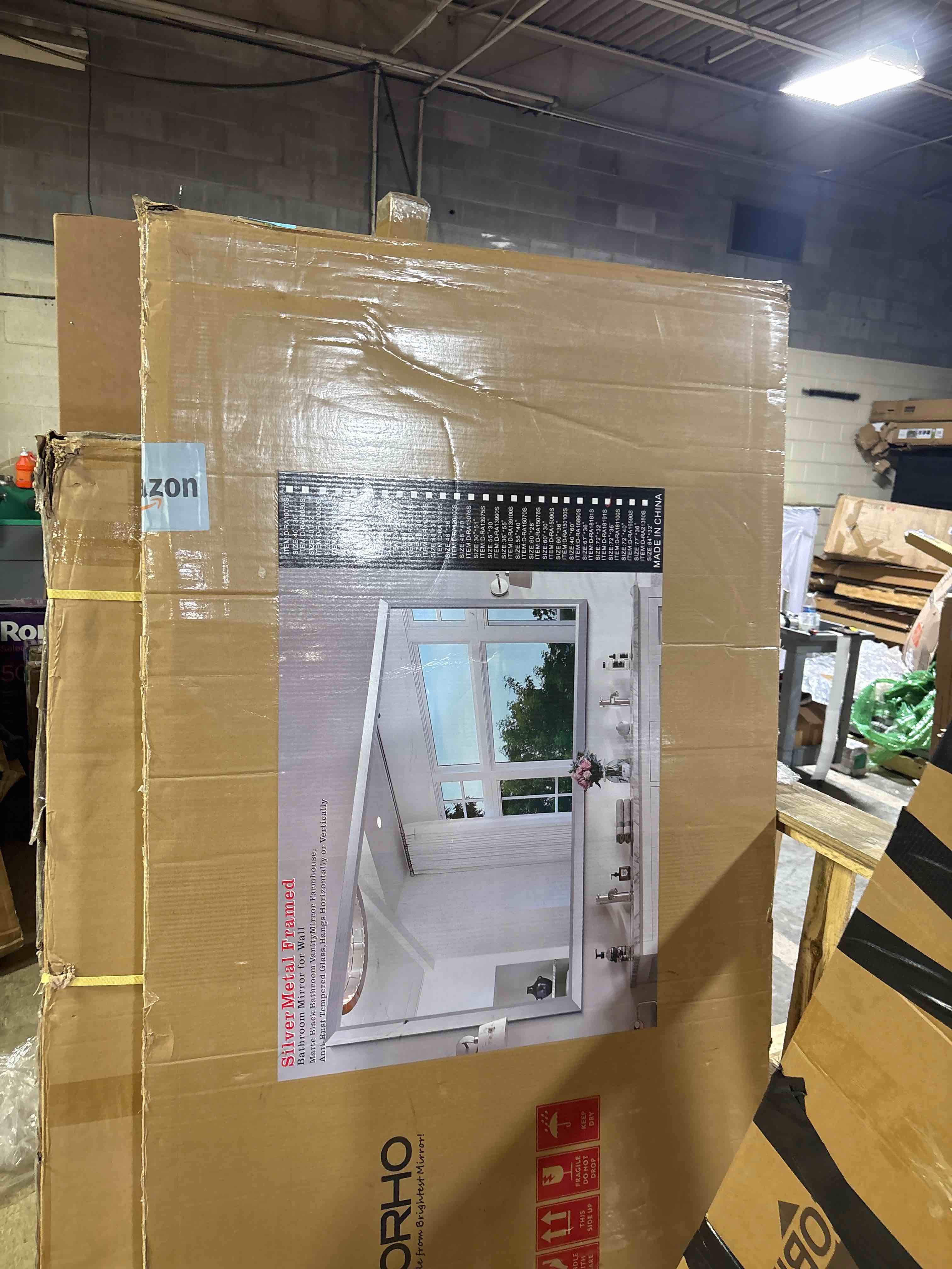 Condition photo showing Good Condition for Amorho 72 X36 Inch Bathroom Mirror Silver, Thick Metal Framed Wall Mirrors for Over Sink, Brushed Nickel Mirror Perfect for Bedroom, Living Room, Entryway, Rectangle (Horizontal/Vertical).