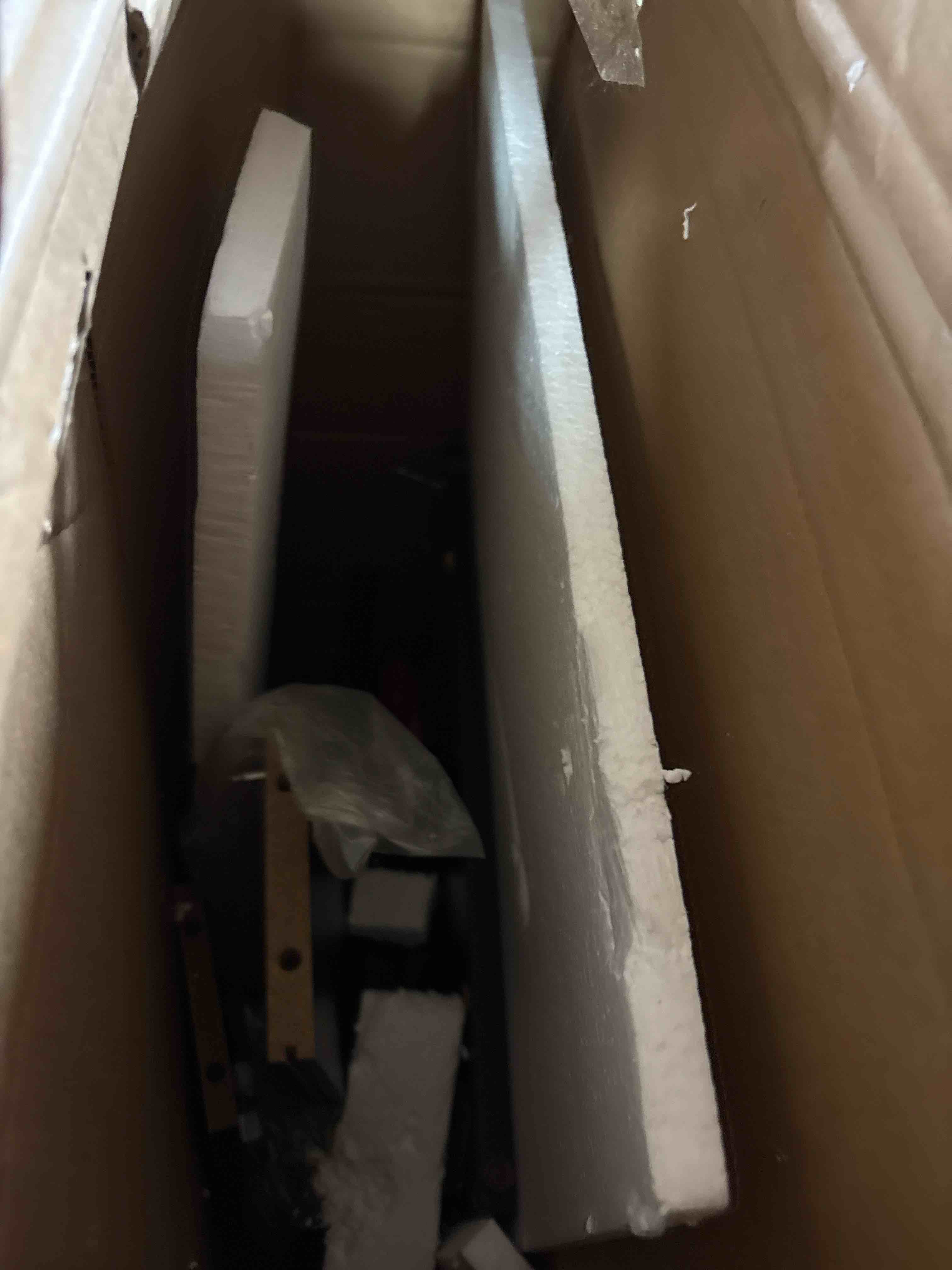 Condition photo showing As Is for Tribesigns Computer Desk with 5 Drawers, 47 inches Rustic Brown Home Office Desk with Storage, Modern Simple Laptop Desk Study Writing Table for Small Spaces (1, Black) 1 Black