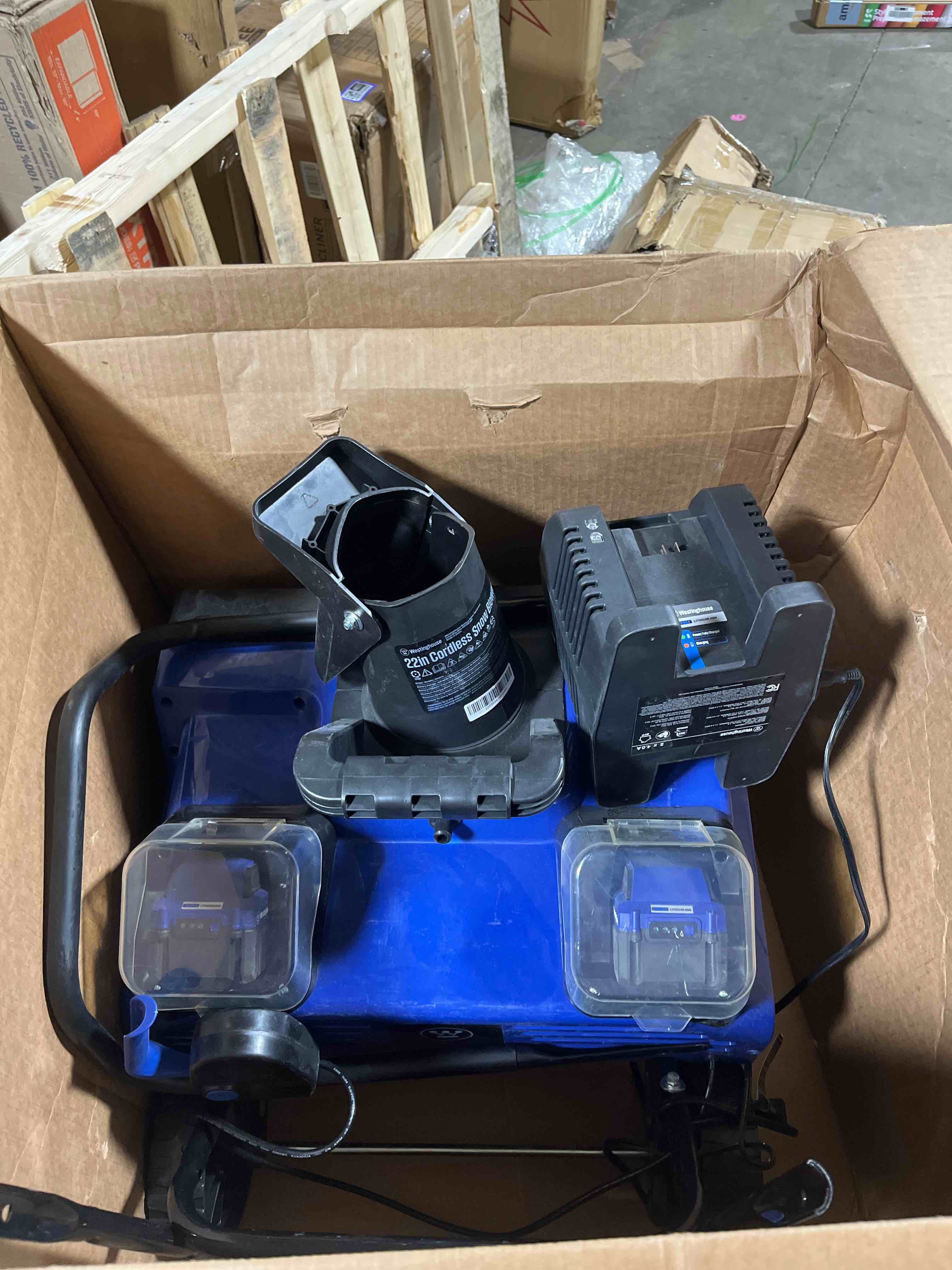 Condition photo showing Good Condition for Westinghouse WSnow22 48V Cordless Snow Blower 22 Inch Kit, Steel Auger, LED Lights, 1600W Brushless Motor, 25ft Throwing Distance, Plows 840lbs/min, Compatible with Snow Joe Batteries 22 Inch with Battery/Charger