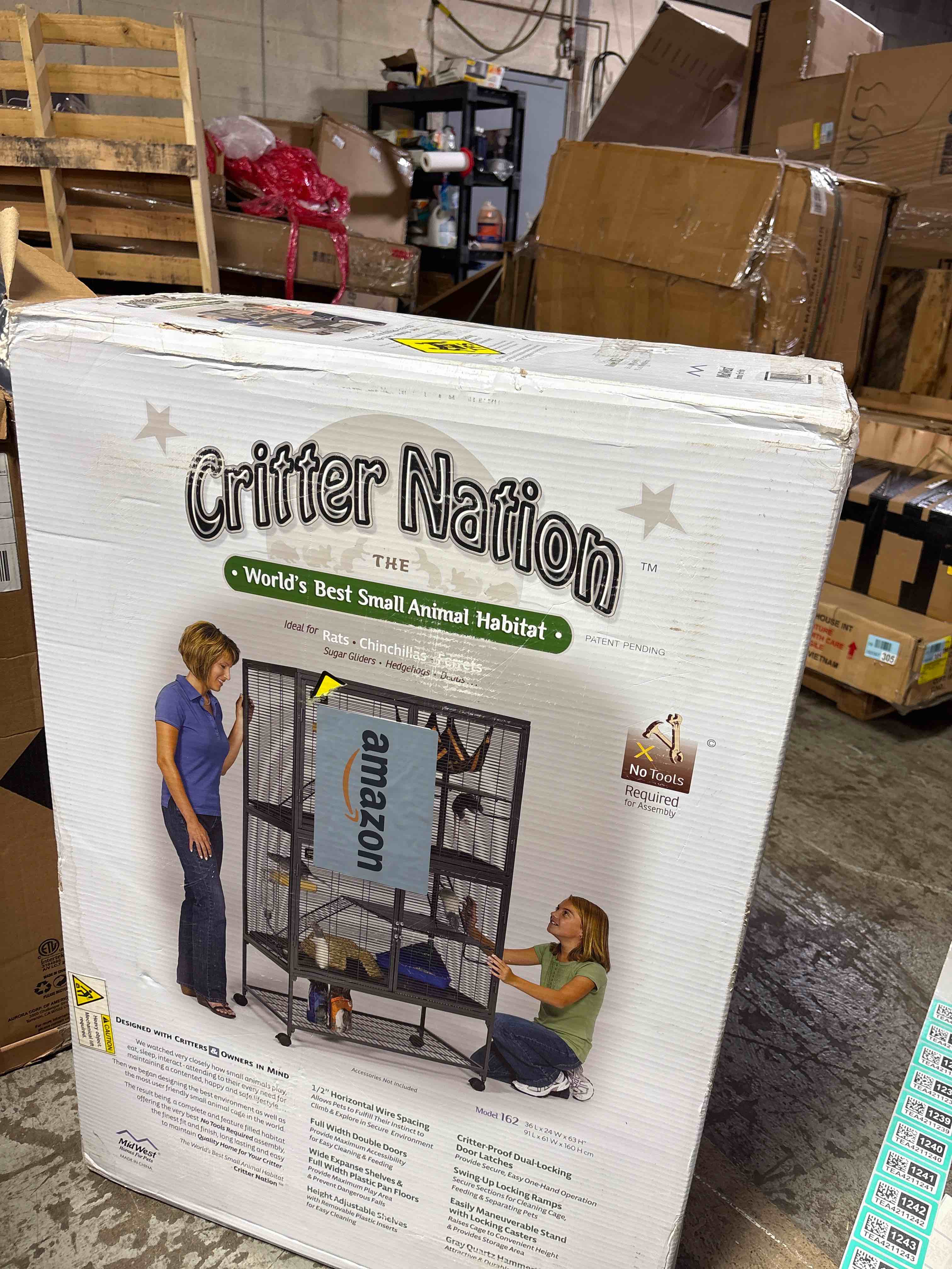 Condition photo showing New/Like New for MidWest Homes for Pets Critter Nation Double Unit Small Animal Cage, 4 Tiers, Includes Pan, Shelf, Ramp & Cover, for Rats, Ferrets, Chinchillas, Sugar Gliders