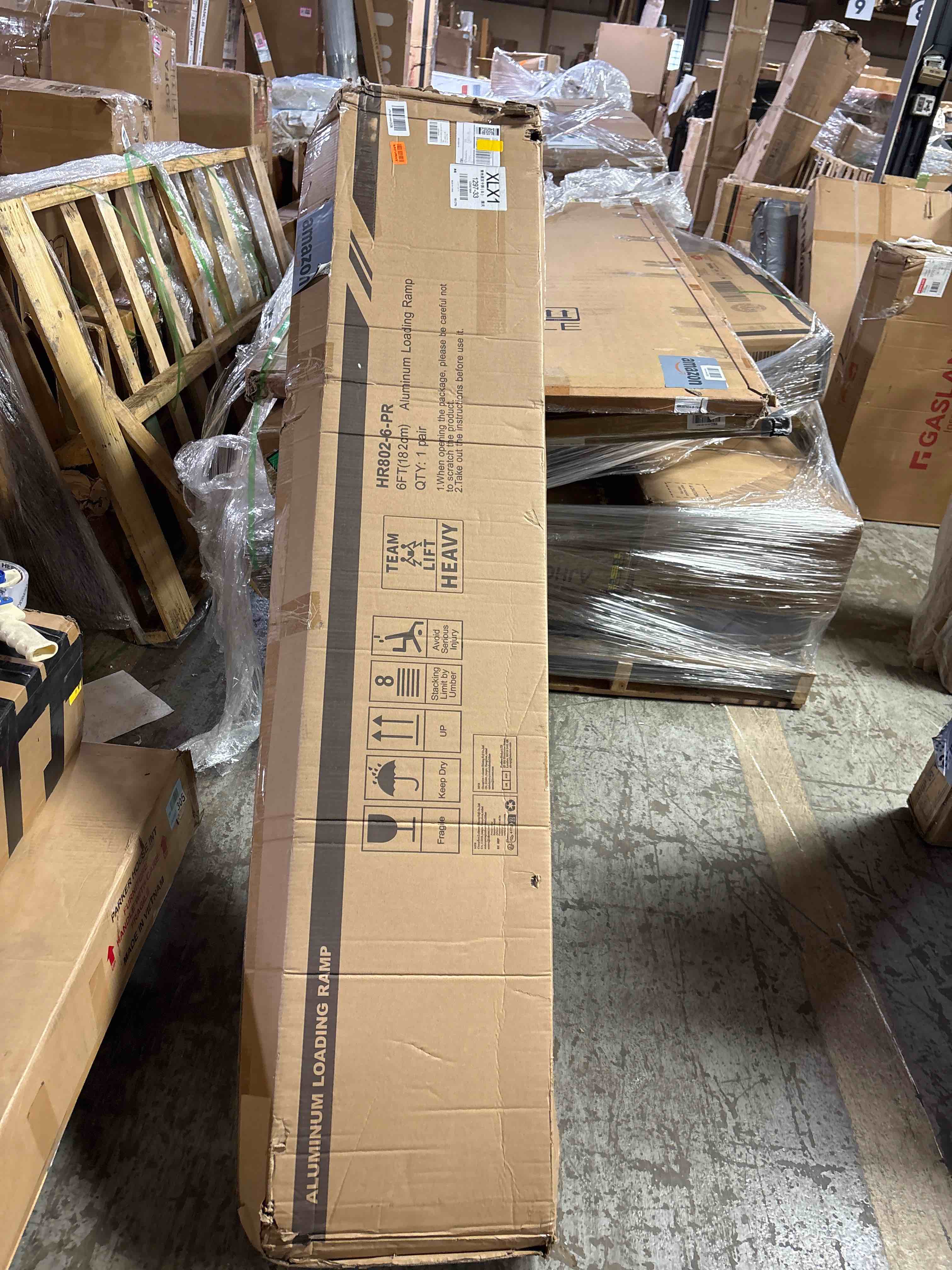 Condition photo showing Good Condition for Ruedamann 6Ft Aluminum Loading Ramp 2200 Lbs Capacity, Hook End Car Ramp with Load Straps for Pickup, Trucks, ATVs, Motorcycles, Mowers, Cargo Trailer, Pack of 2