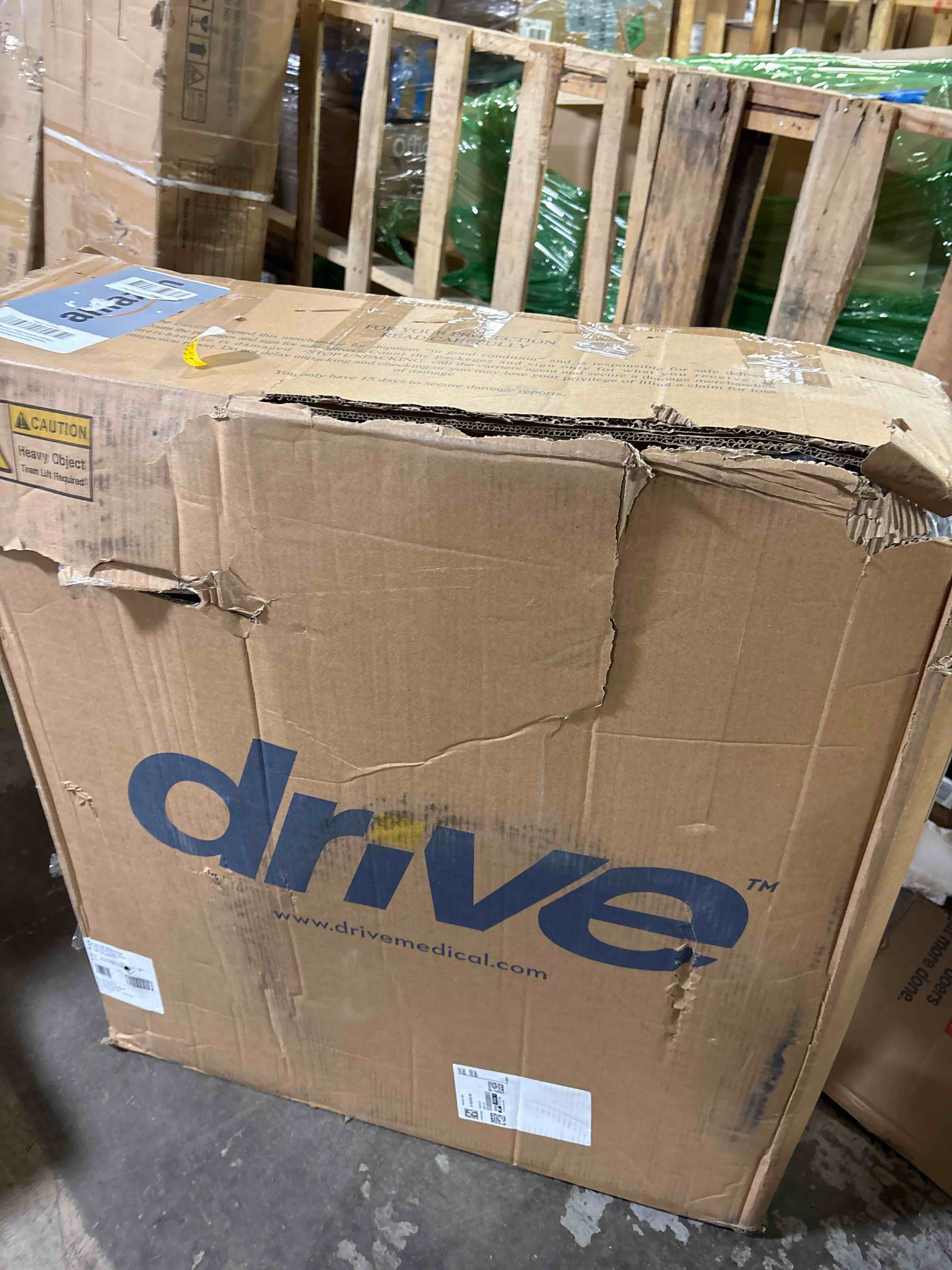 Condition photo showing New/Like New for Drive Medical Blue Streak Lightweight Foldable Wheelchair - Enhanced Mobility Support - Durable Construction - Padded Comfort - Swing-Away Leg Rests - Desk Arms - Blue/Black - 16 Inch Seat