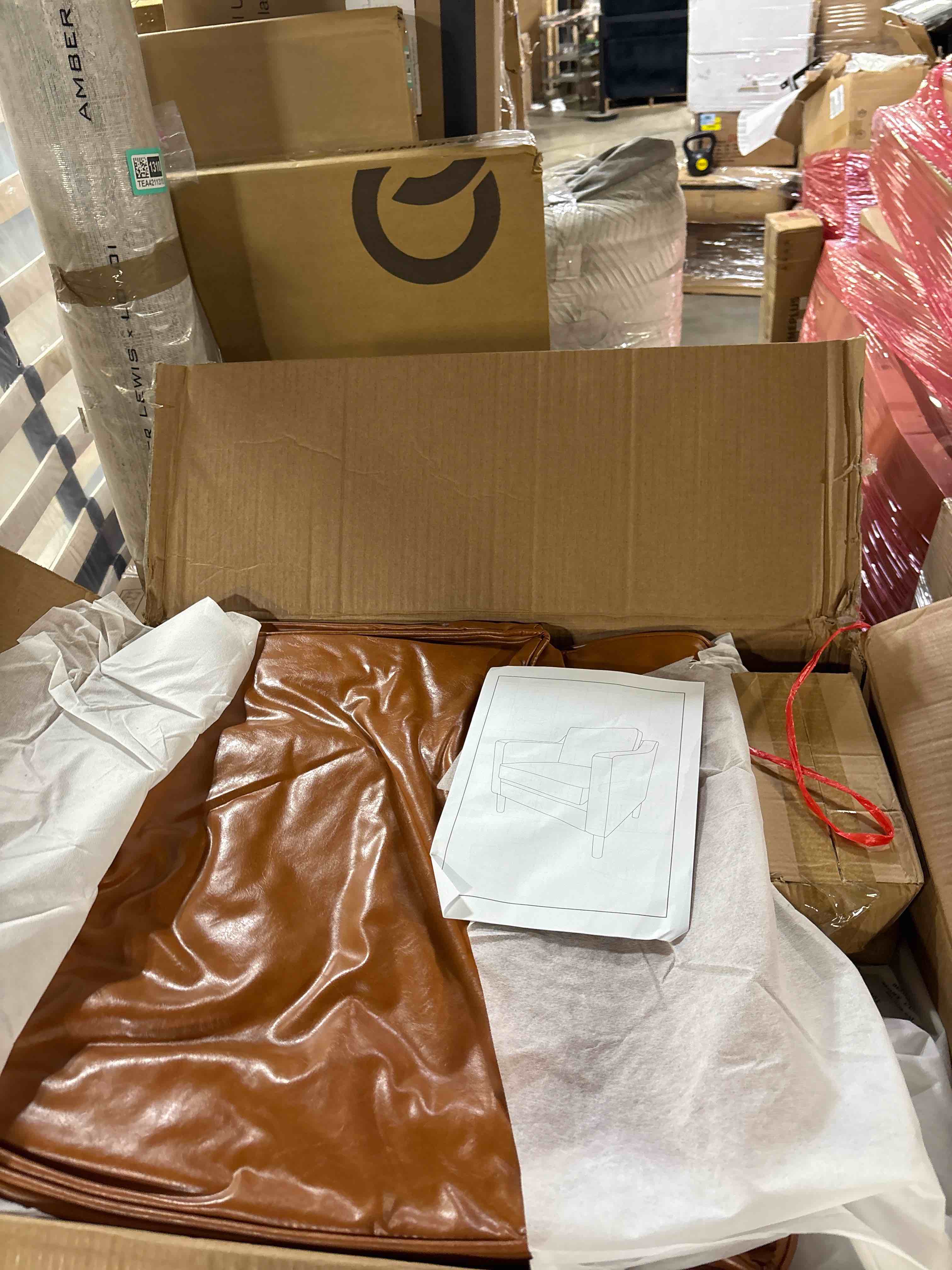Condition photo showing New/Like New for Jannae 32 Inch Vegan Leather Upholstered Square Arm Accent Chair By George Oliver