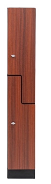 2 Door Z Style Locker. Single Column - Walnut