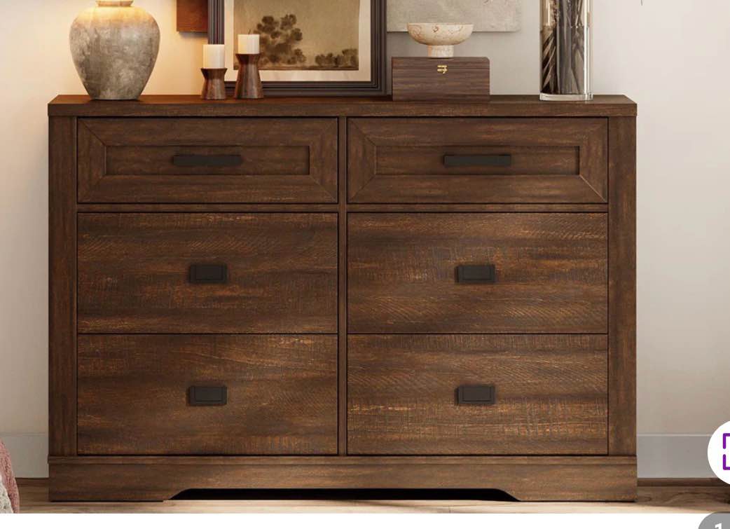 Laziza Solid Wood Farmhouse Dresser For Bedroom with 6 Drawers