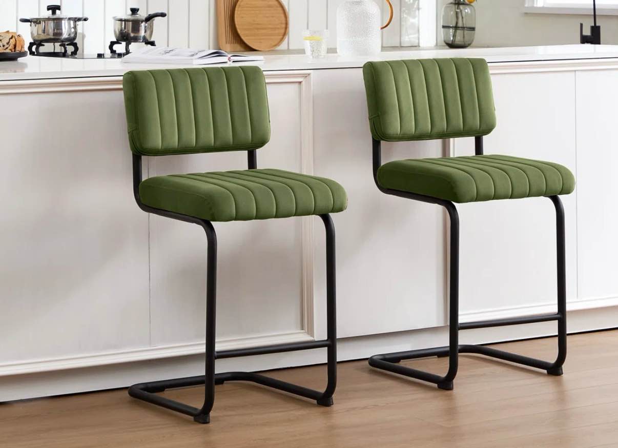 ambrine low back tufted velvet upholstered counter/bar stool 