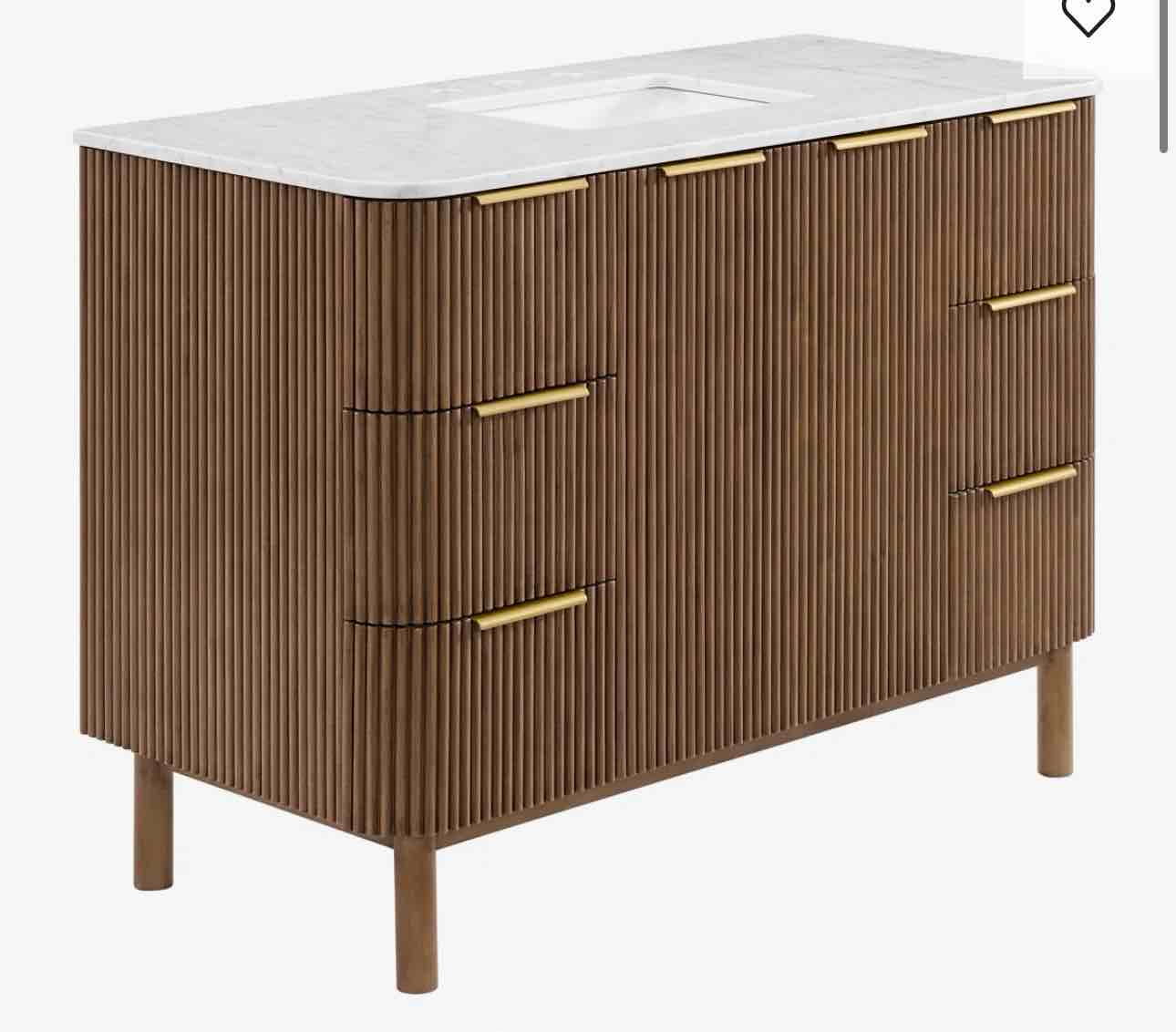 nova 55" marble top single sink bathroom vanity