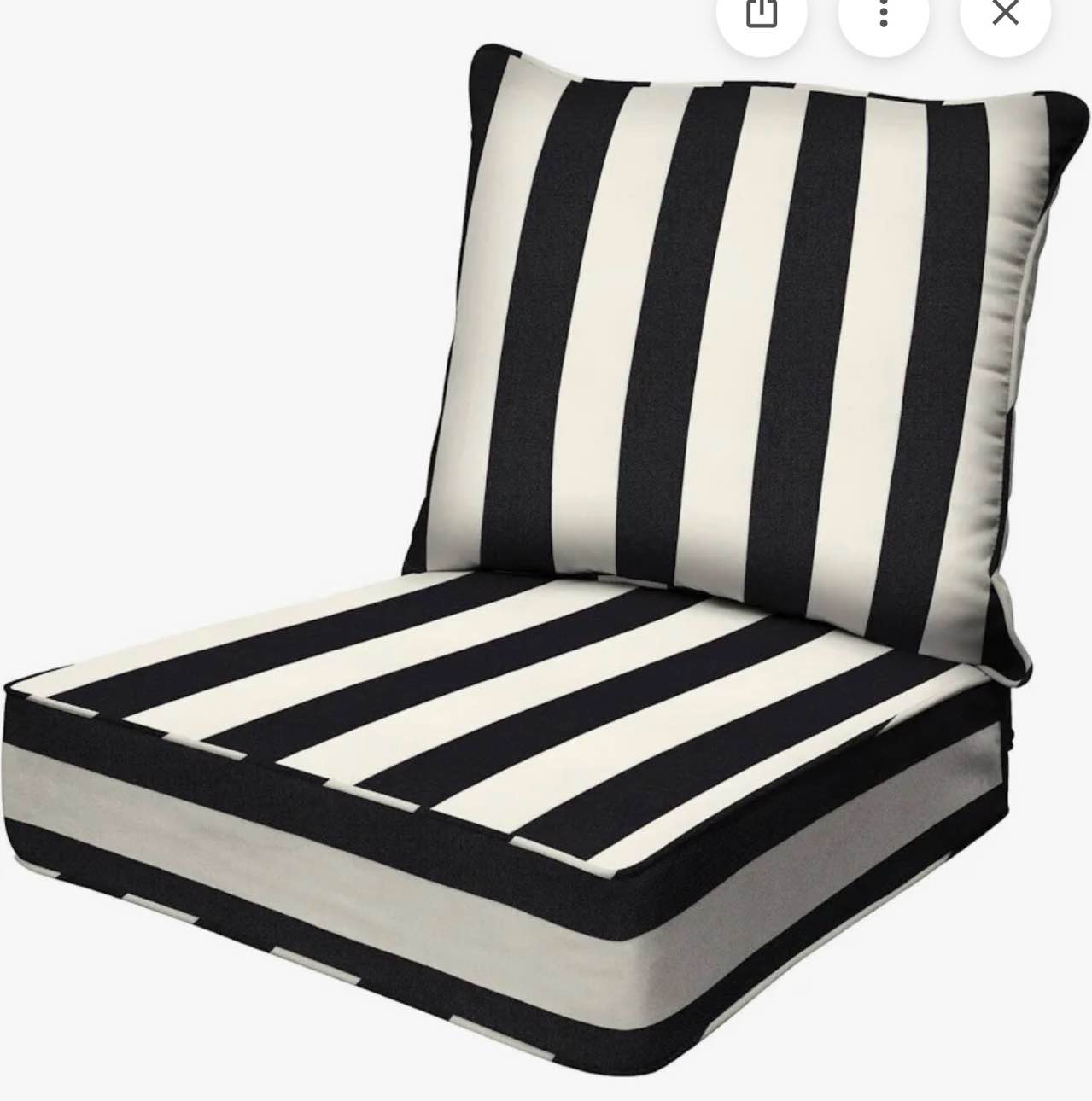 Cabana Stripe Black & Ivory Outdoor Deep Seat Cushion For Patio
