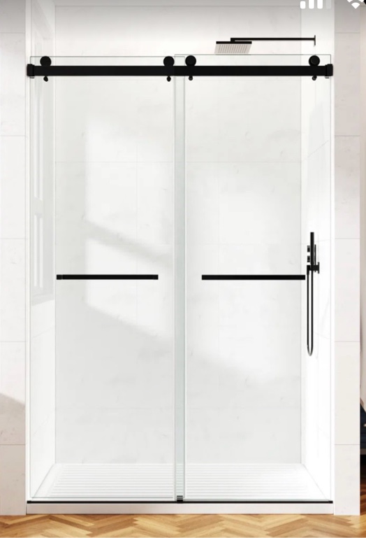 61-66" w x 79" h frameless double sliding shower door tp-gd09-bm-6679 ( no hardware, one pane only)