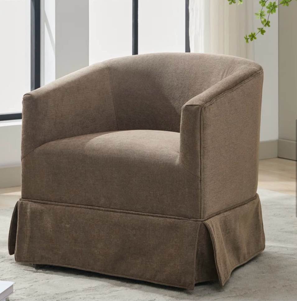 Upholstered Swivel Barrel Chair 
