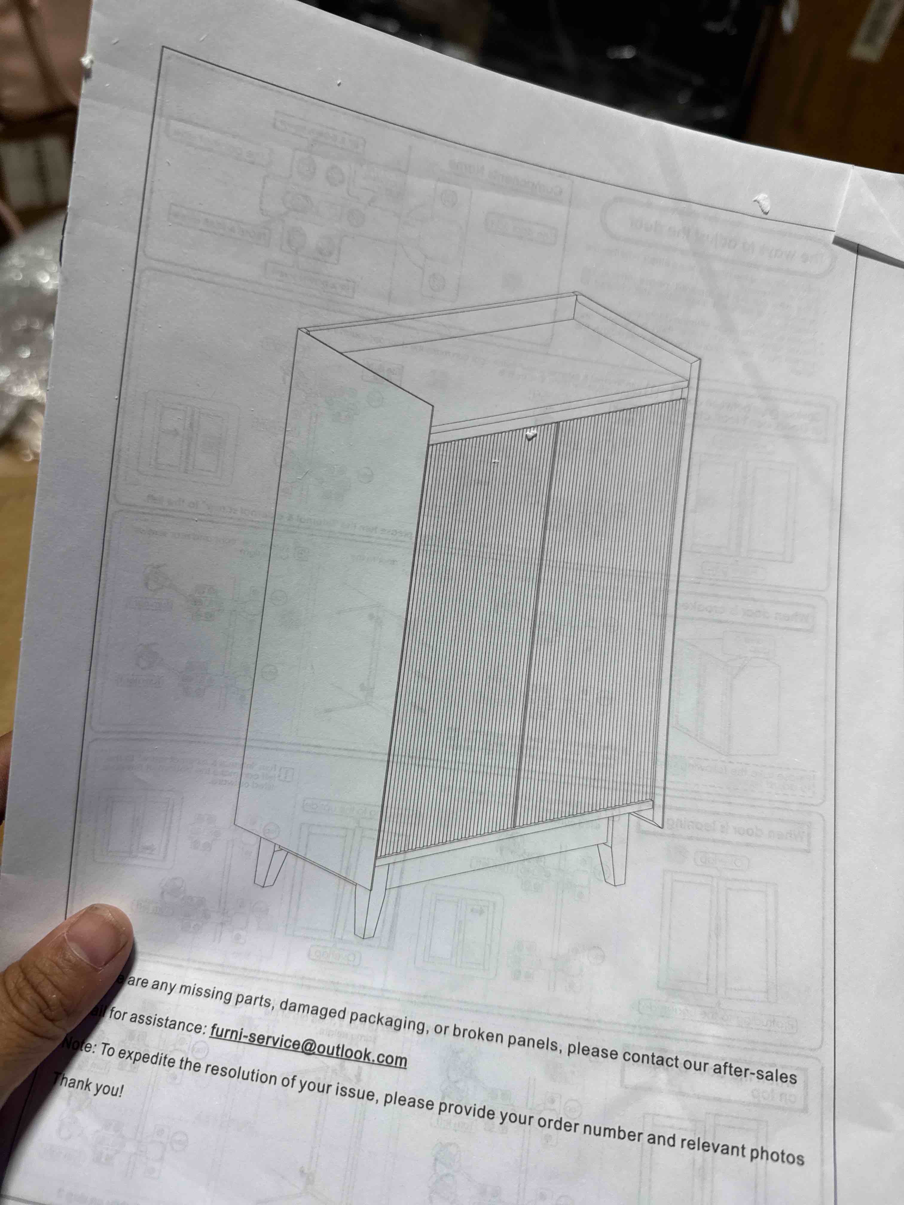 Condition photo showing New/Like New for white fluted shoe cabinet, 5-tier shoe storage cabinet with adjustable shelves, 43.7”h tall shoe cabinet storage for entryway hallway living room, shoe rack organizer white & walnut wave fluted design